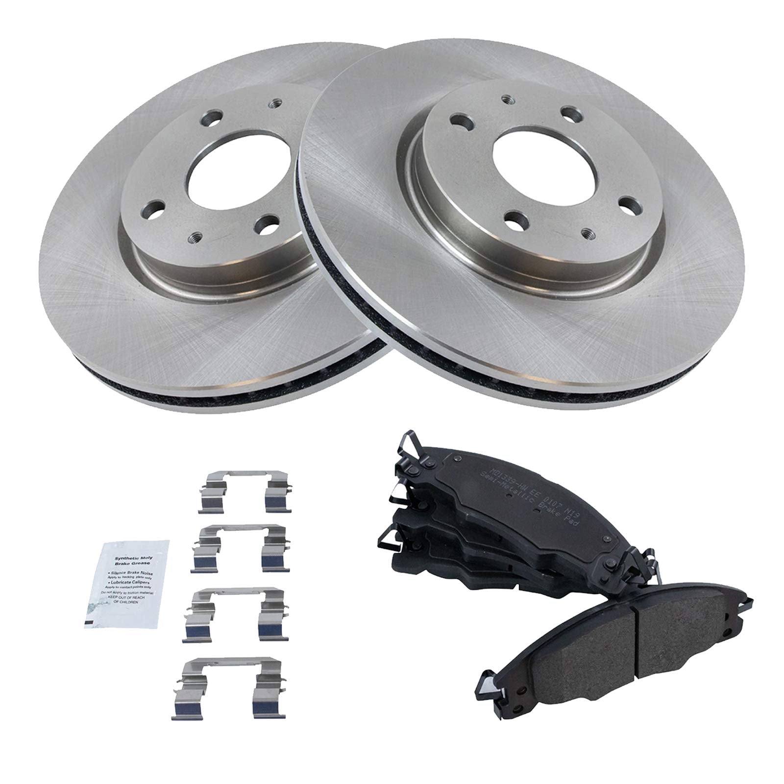 Trq Front Brake Pad & Rotor Kit Brake Pads Brake Rotor Semi-Metallic Compatible With 2008-2011 Ford Focus