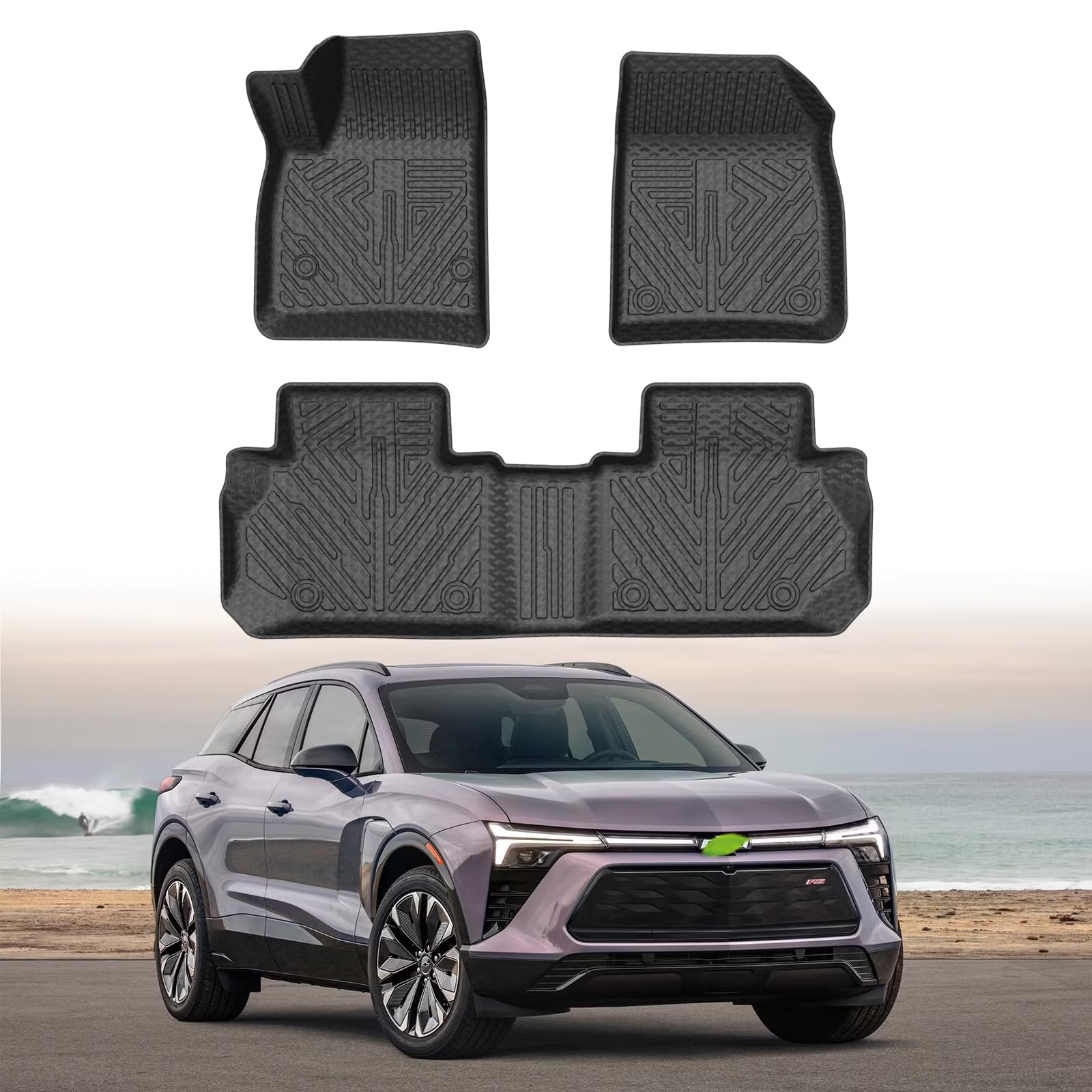 Mixsuper Floor Mats for Chevrolet Blazer 2019-2026 (Not for Blazer EV Models) All Weather Floor Liners Anti-Slip 2 Row Set Black