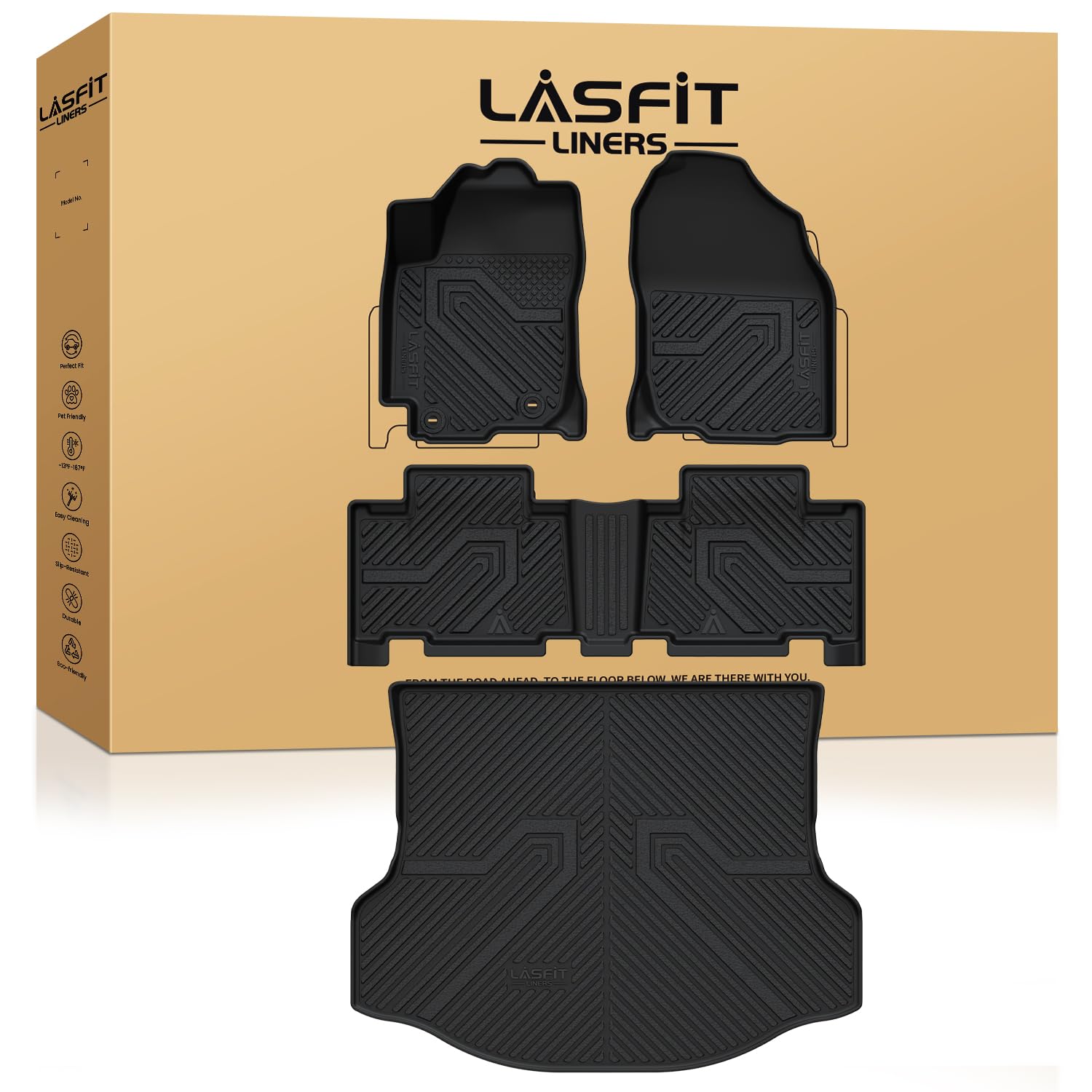 Lasfit Floor Mats&Trunk Mat For Toyota Rav4 2013-2018(Not Fit Hybrid) All Weather Tpe Mats Custom Fit For Floor Liner For Toyota