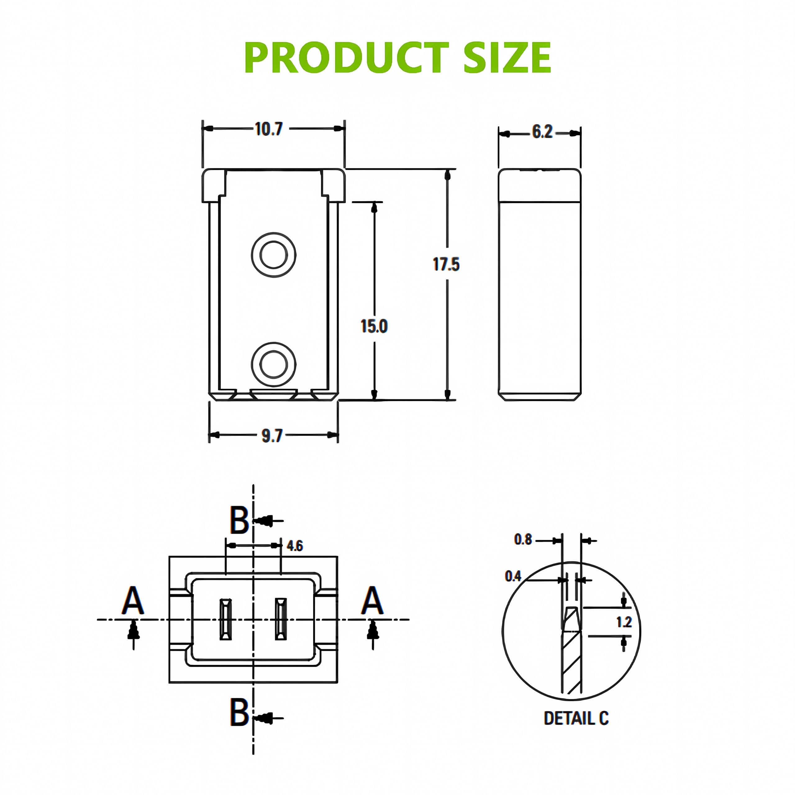 EPLZON 25A 32V Mini Automotive MCASE Shaped Cartridge Fuse Kit(Pack of 6pcs,25A)