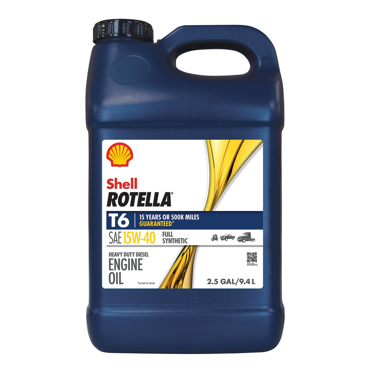 Shell Rotella T6 Full Synthetic 15W-40 Diesel Engine Oil (2.5-Gallon, Case Of 2)