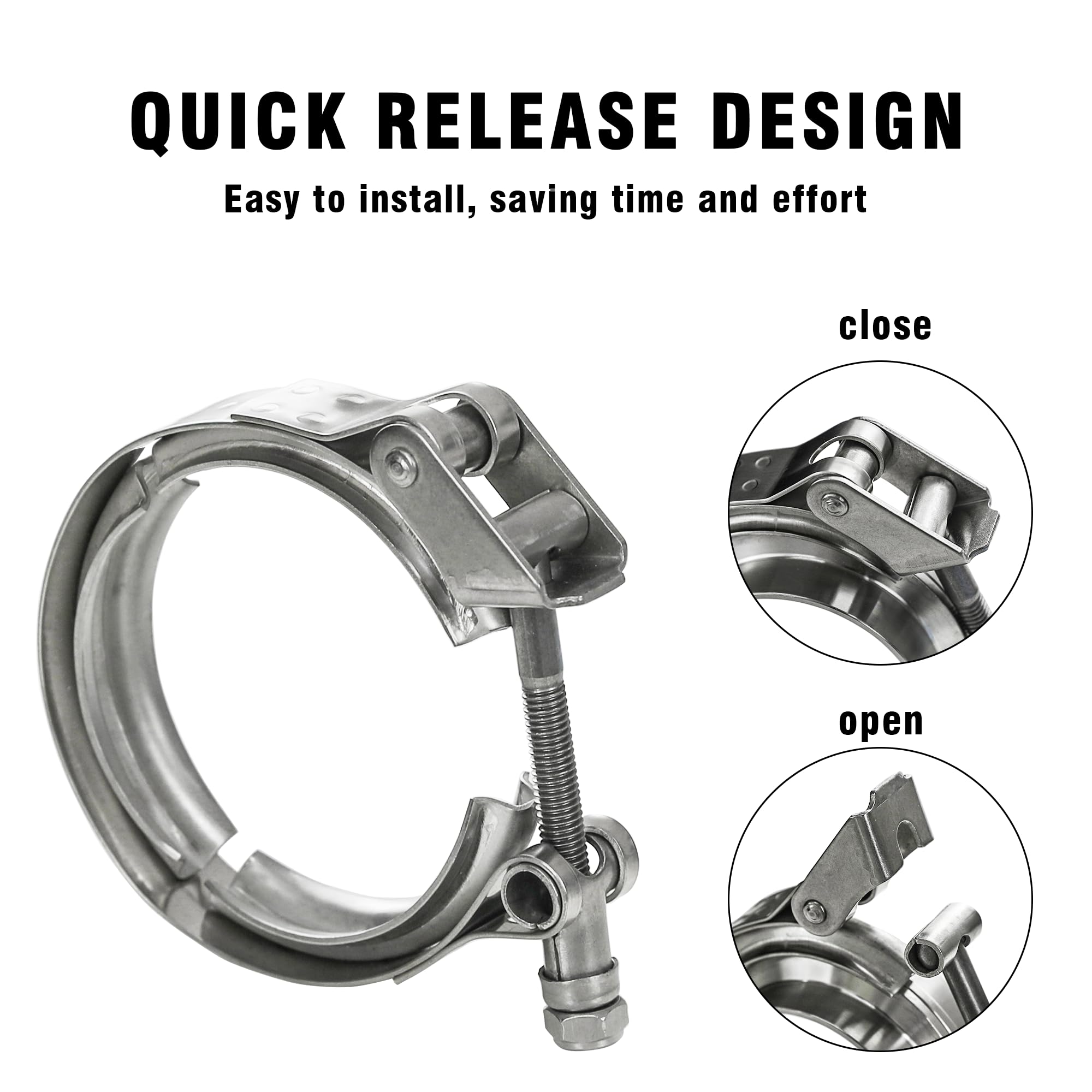 Wysiwyka 3.25 Inch Quick Release V Band Clamp-Stainless Steel_304,Clamp Fittings For Exhaust Pipe Flanges 1 Pack