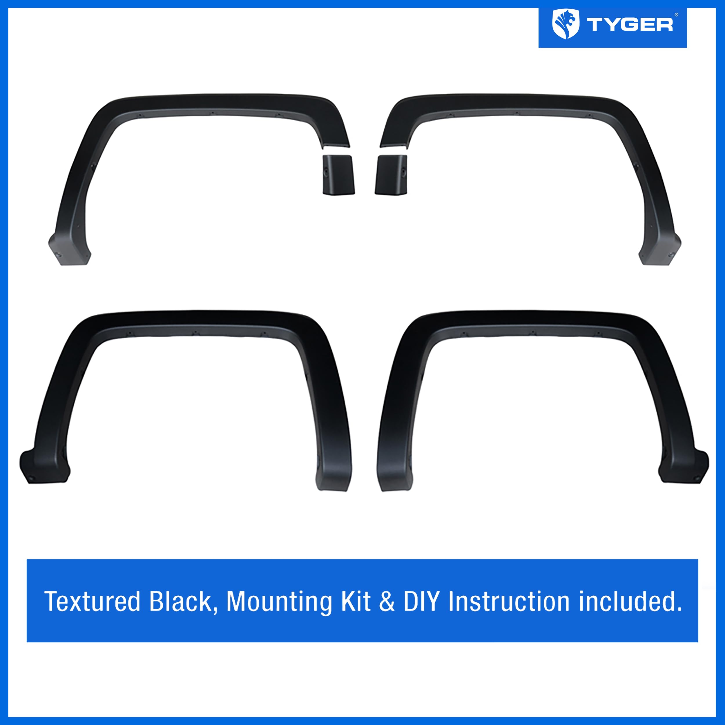 Tyger Auto Fender Flares Compatible With 2014-2018 Chevy Silverado 1500; 2015-2019 2500 3500Hd 6.5' & 8' Bed, Fine-Textured Paintable Factory Style 6Pc | Tg-Ff6C4368