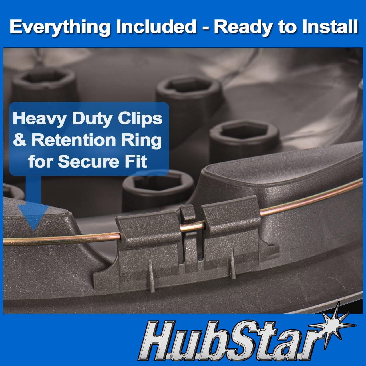 Hubstar Hubcap Replacement For Ford Van 1998-2023, Premium Quality Sturdy 16-Inch Wheel Cover (1 Piece)