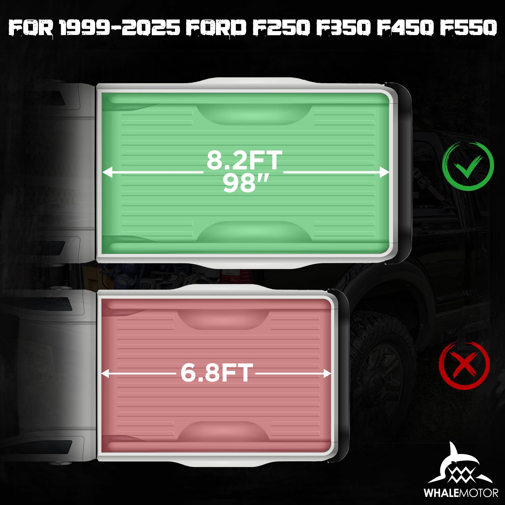 Truck Bed Tonneau Cover Compatible with Ford Super Duty 6.8 ft Standard Box, 1999-2025 F250 F-250 F350 F-350, Soft Folding Style