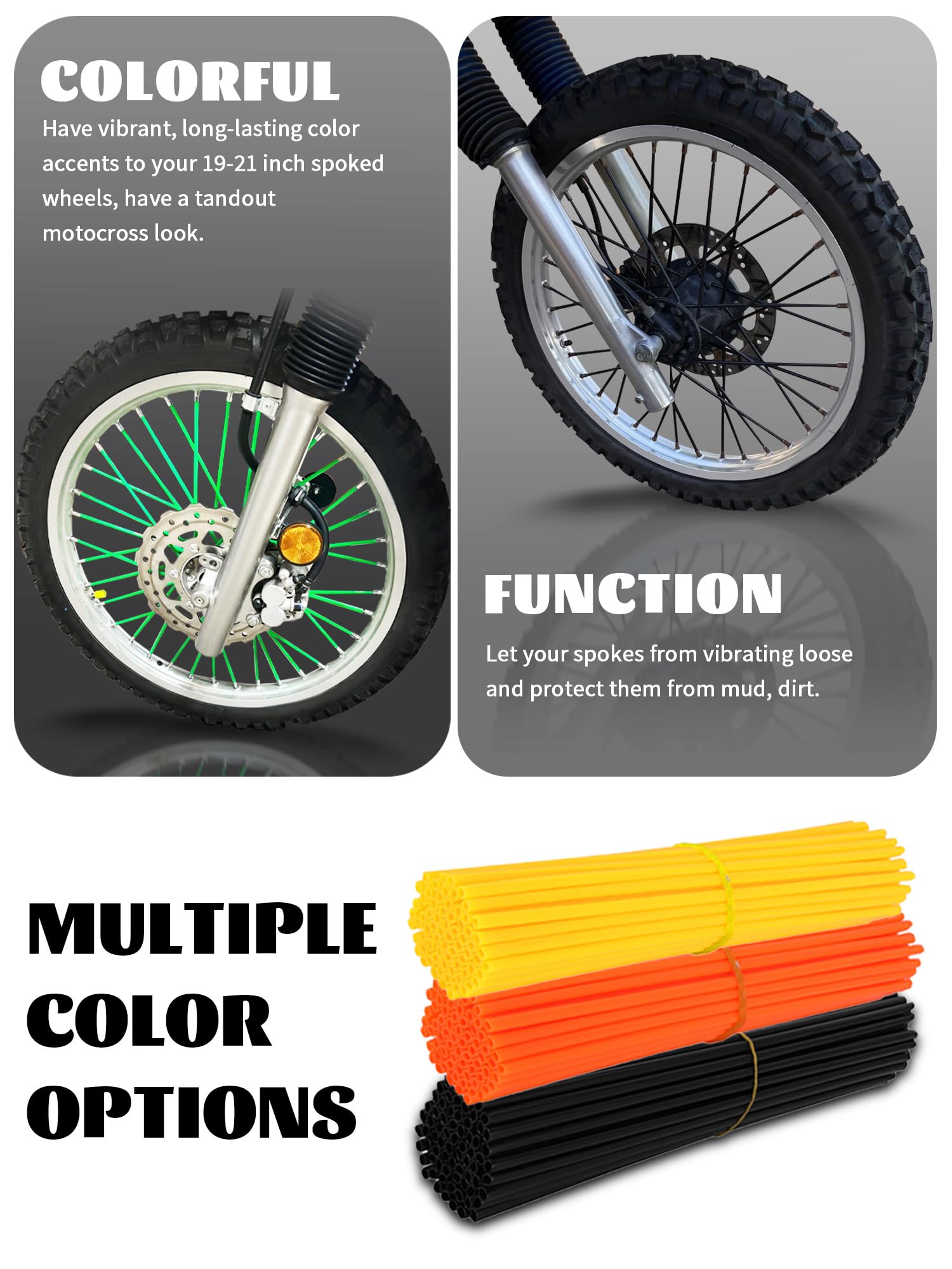 Jfg Racing Spoke Skins Covers,72Pcs Green Dirt Bike Spoke Covers Wheel Rims Wraps Pipe Trim For 8''-21'' Rims Kx250F Kx250 Kx125