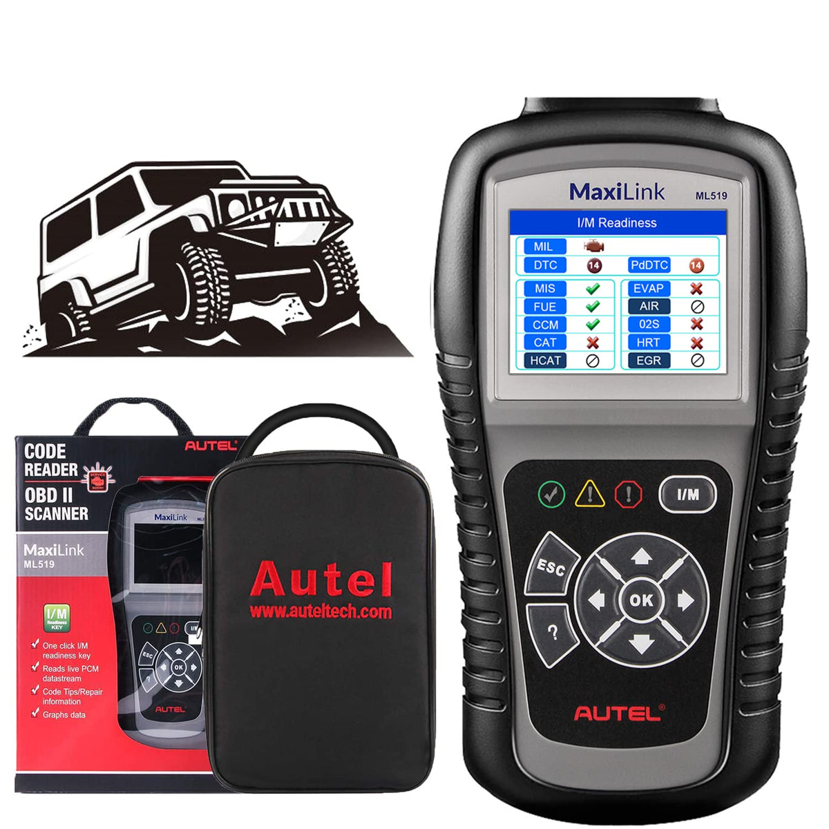 Autel Maxilink Ml519 Obd2 Code Reader [Same With Autolink Al519], Enhanced Mode 6 Fault Code Reader, Turn Off Check Engine Light