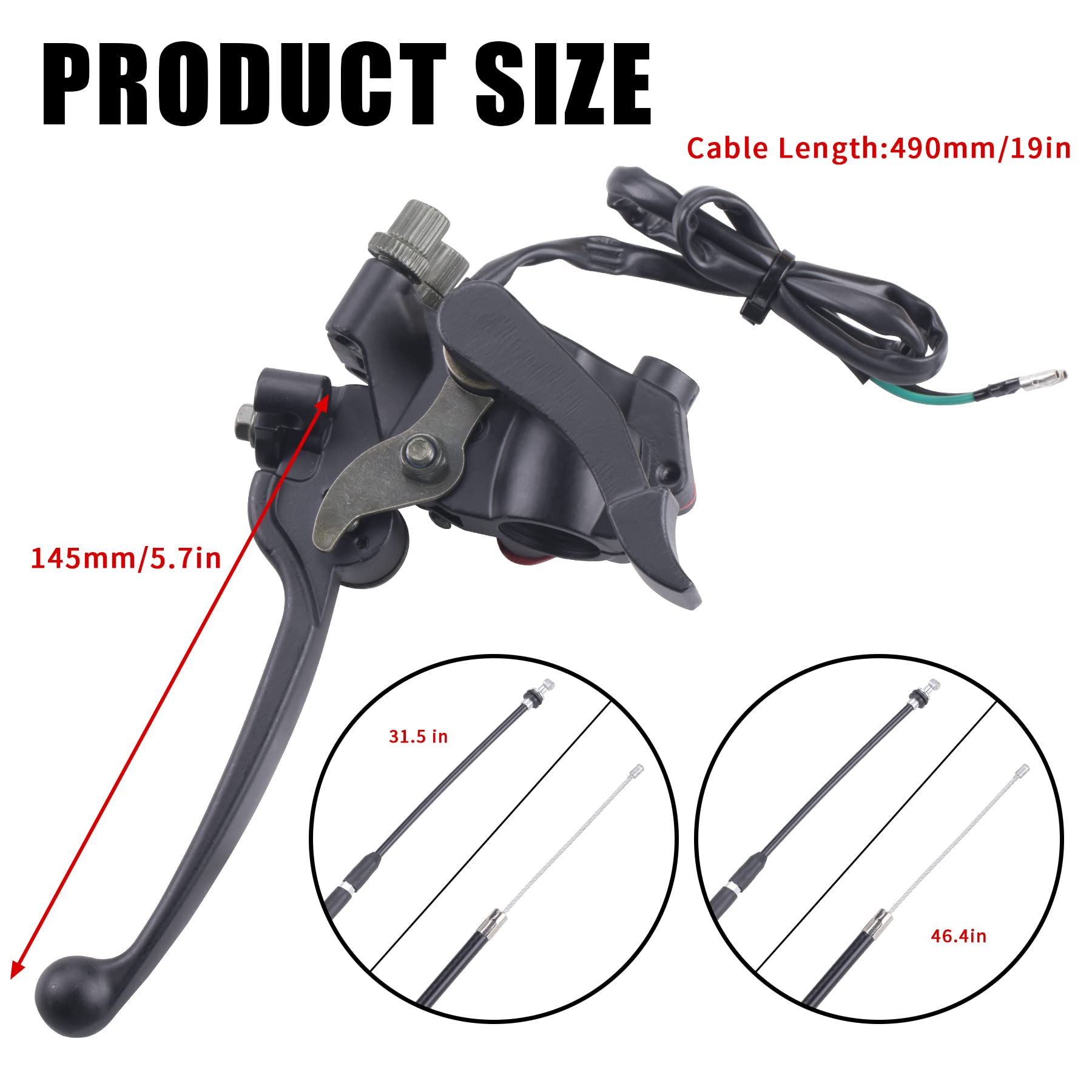 MRELC 7/8'' Thumb Throttle with Dual Brake Lever Assy 50 & 90cc throttle cable Compatible with 50cc 90cc 150cc 250cc ATV Quad Ro