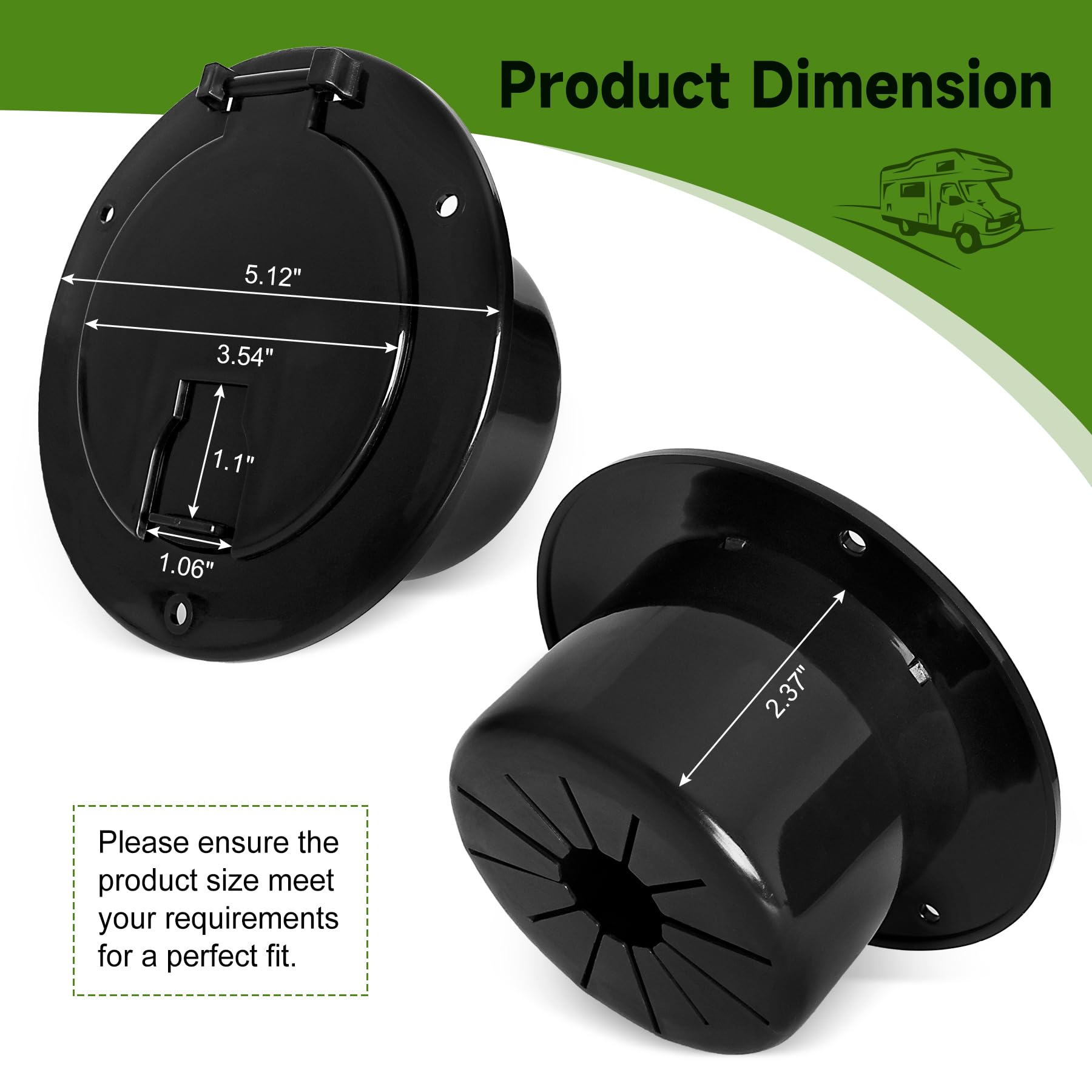 Porscan RV 5 Inch Round Electric Cable Hatch for 30 and 50 Amp Cords, RV Power Cord Cable Hatch Cover Compatible with Coleman Ja