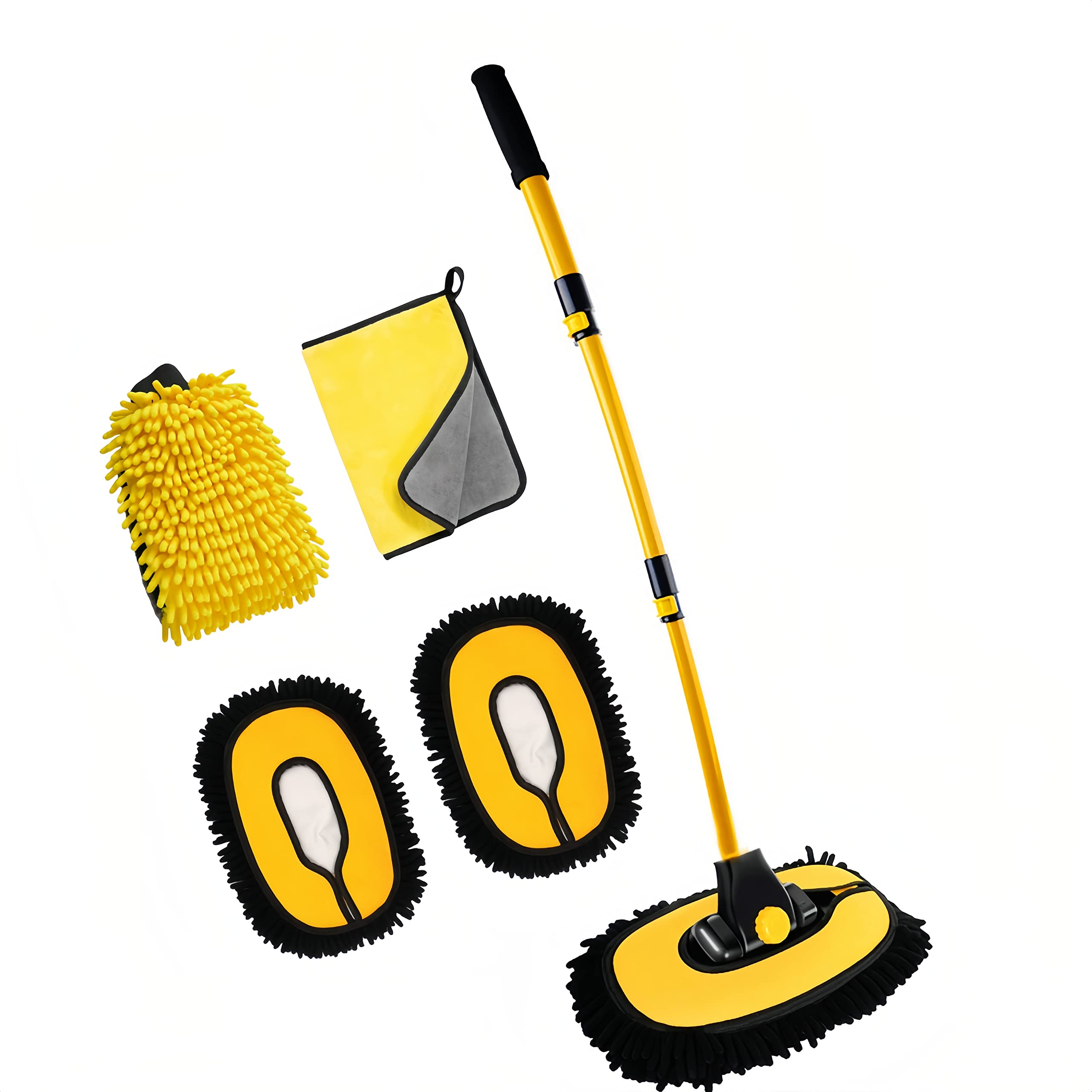MVEQRRN Upgrade Car Wash Brush Mop with Long Handle,Chenille Microfiber Car Wash Brush Car Cleaning Brush Kit Car Wash Mop Suppl