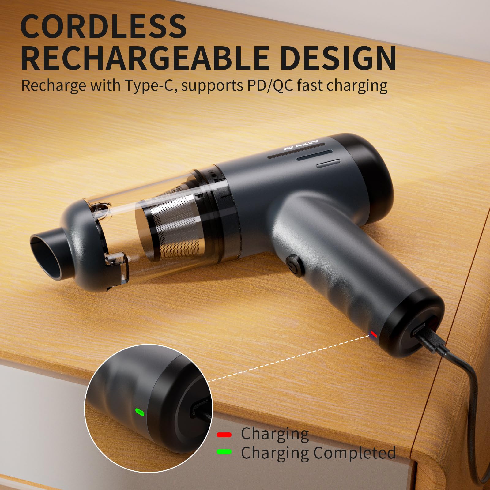 AX2V Handheld Vacuum Cordless Rechargeable - 2 in 1 Portable High Power Vacuum 16000PA Suction for Car with Cleaning Gel for Hom