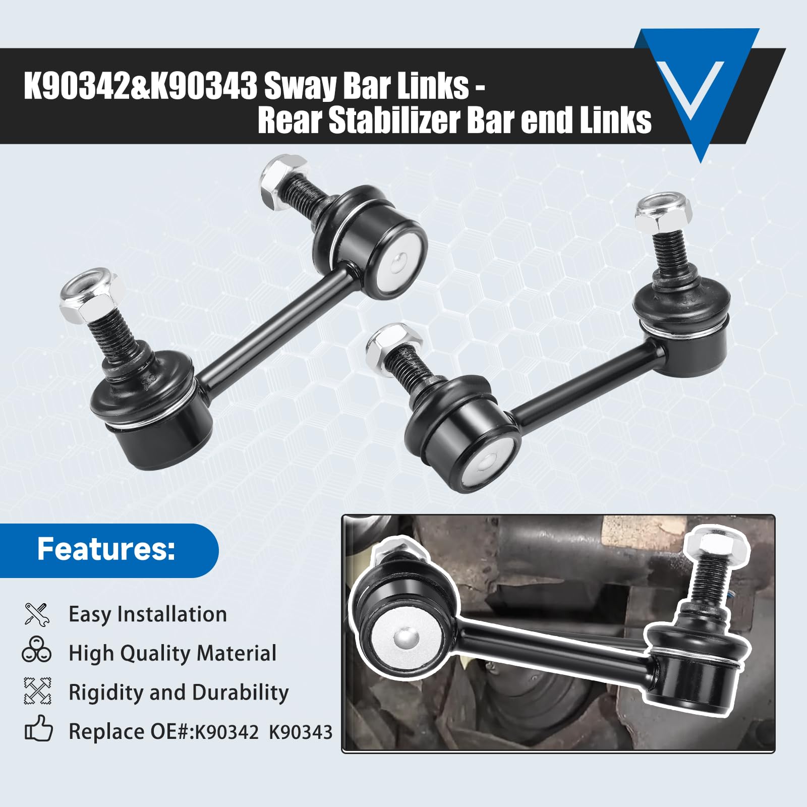 K90342&K90343 Sway Bar Links - Rear Stabilizer Bar End Links Compatible With Honda Accord 1998-2007 Acura Tsx 2004-2008 Tl 1999-