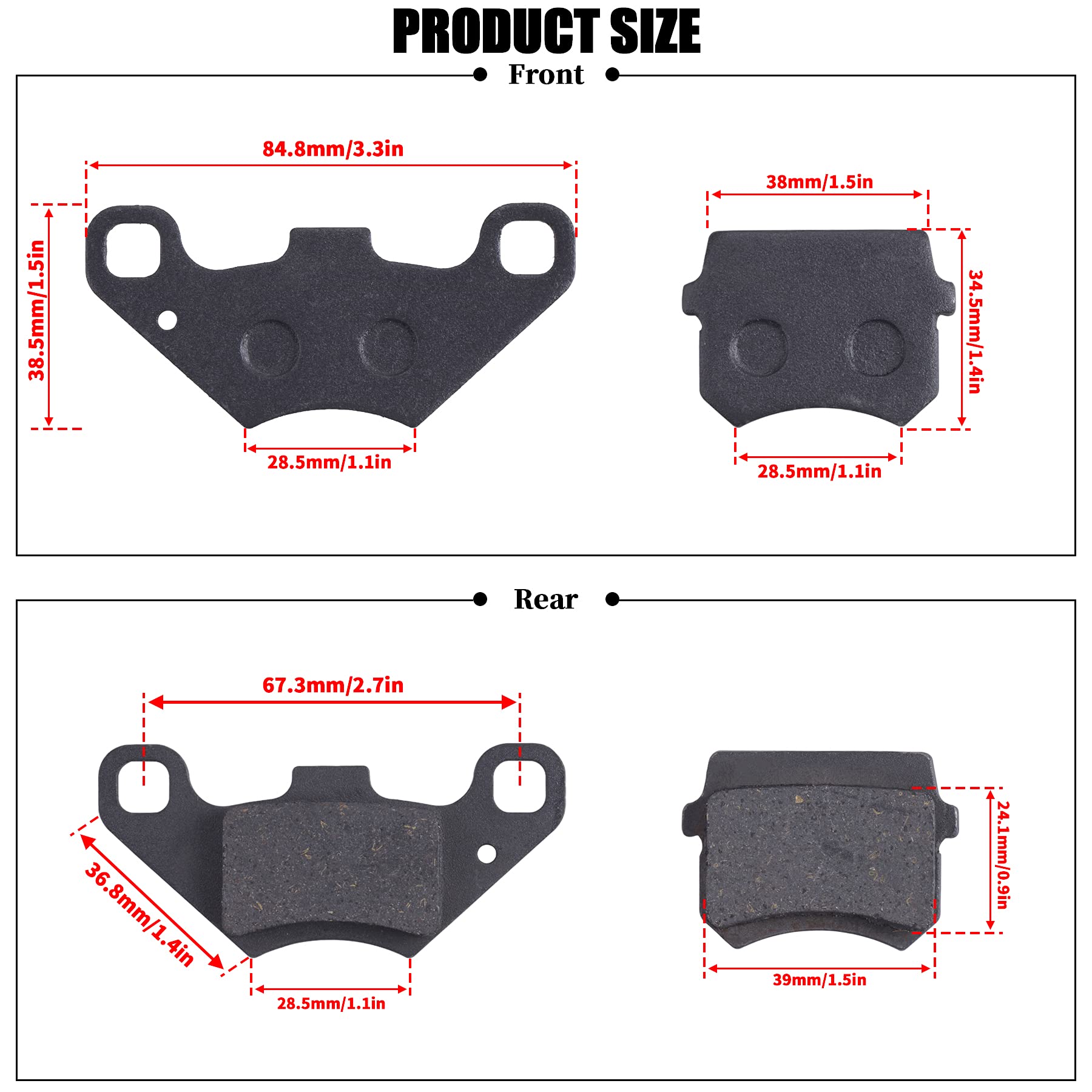 Mwmnun Disc Brake Pads Compatible With 50Cc 70Cc 90 Cc 110 Cc 125Cc Taotao Sunl Jcl Coolster Kandi Supermach Tank Kandi Kinroad Bv Powersports Dongfang Atvs Go Karts Quad 4 Wheeler 2 Pair