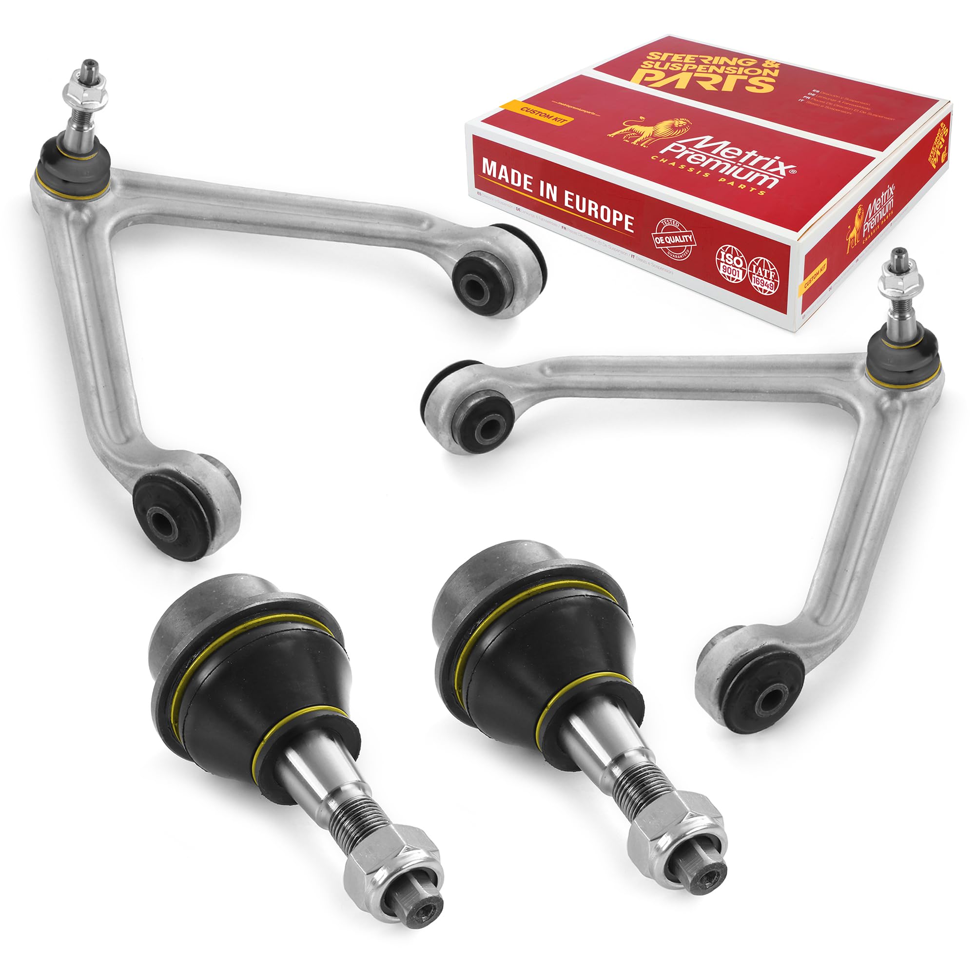 Metrix Premium Chassis Parts - 4 Pc Front Lower & Upper Control Arm & Ball Joint Kit Fits 2002-2005 Dodge Ram 1500, Replacement