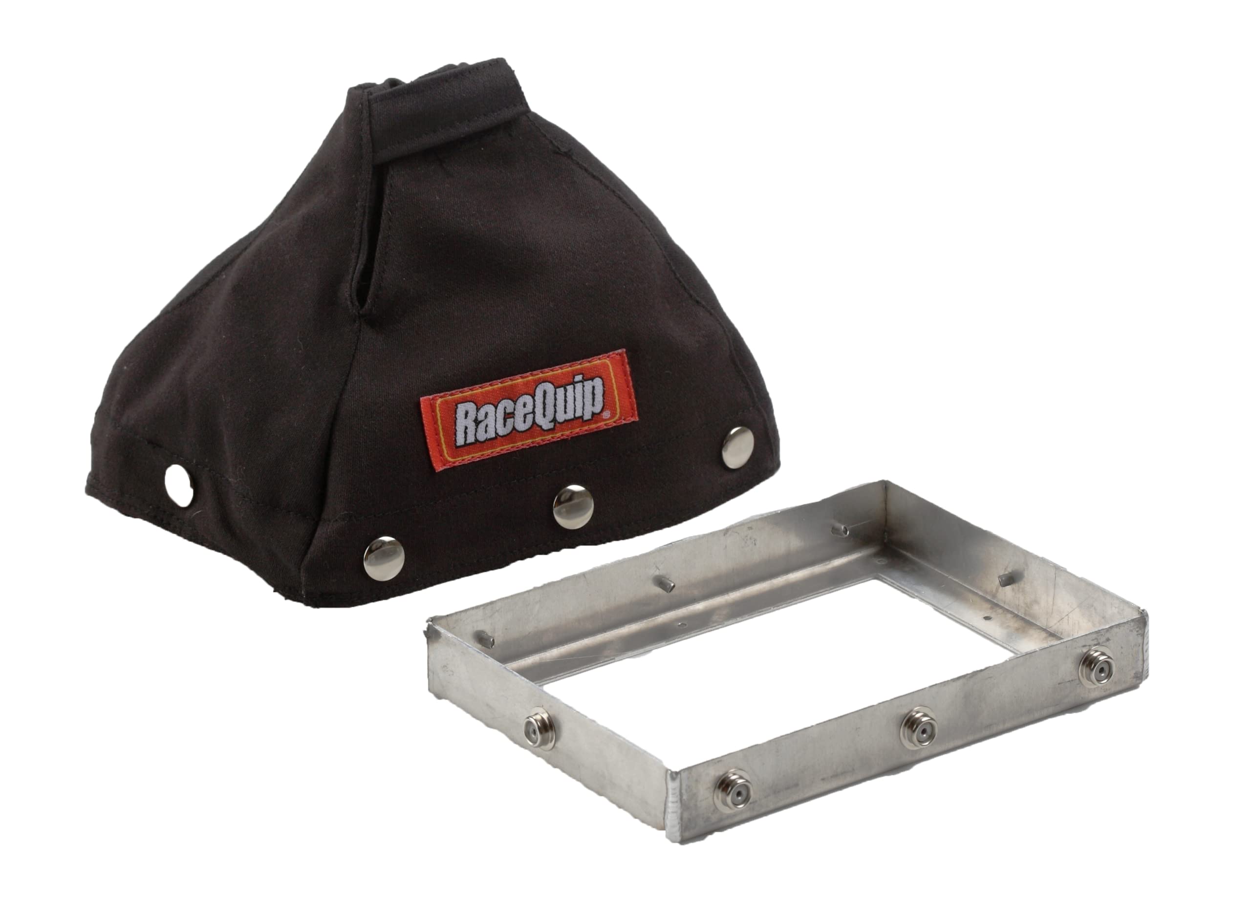 RaceQuip 871001RQP Shifter Boot 7-1/2 x 5-1/2 in Base 6 in Tall Aluminum/Fire Retardant Cotton FR3 Black Kit