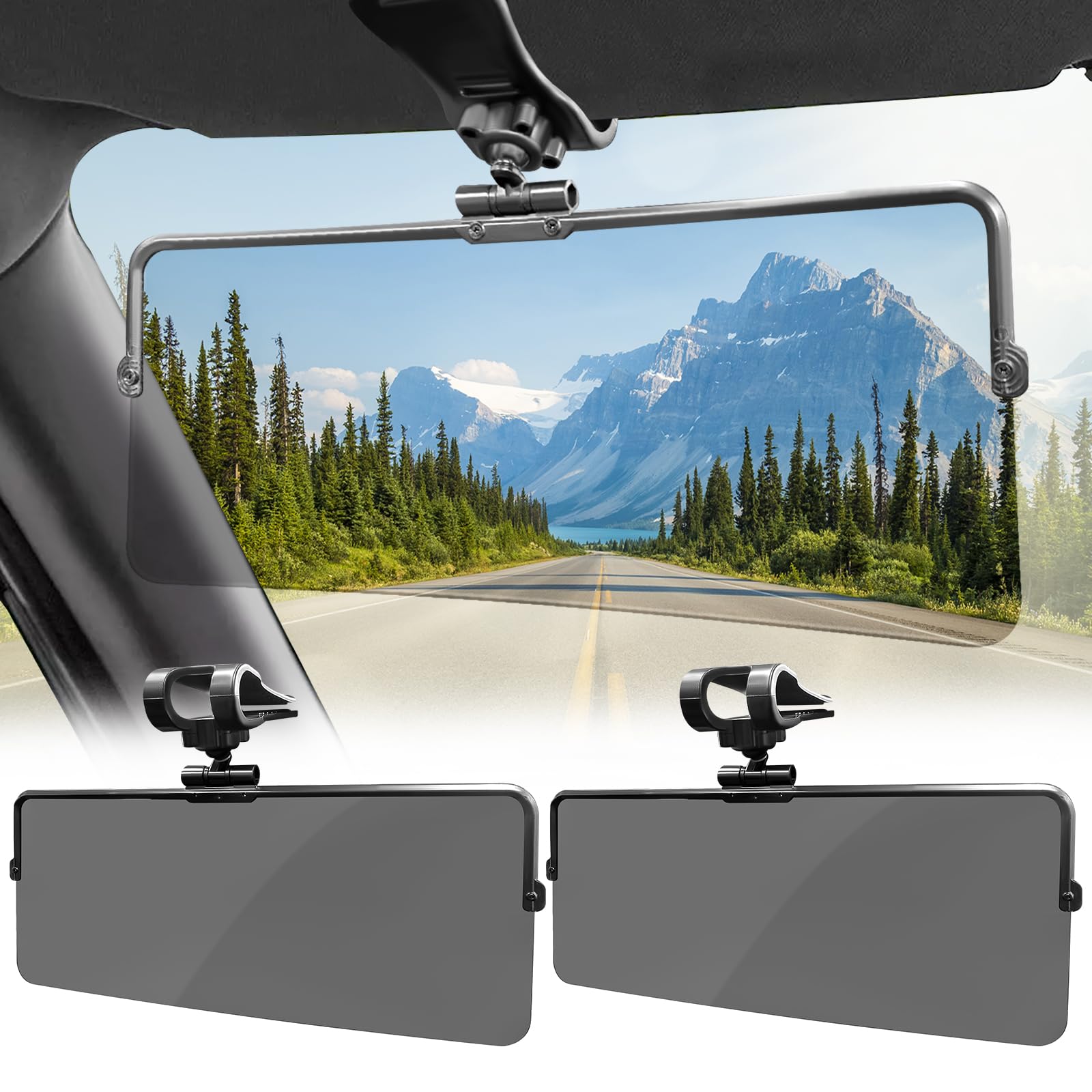 DOOUBAO Sun Visor Extender for SUV, 2 Pack Universal Sun Visor Extender for Car Easy to Install, UV400 Anti-Glare Protects from 