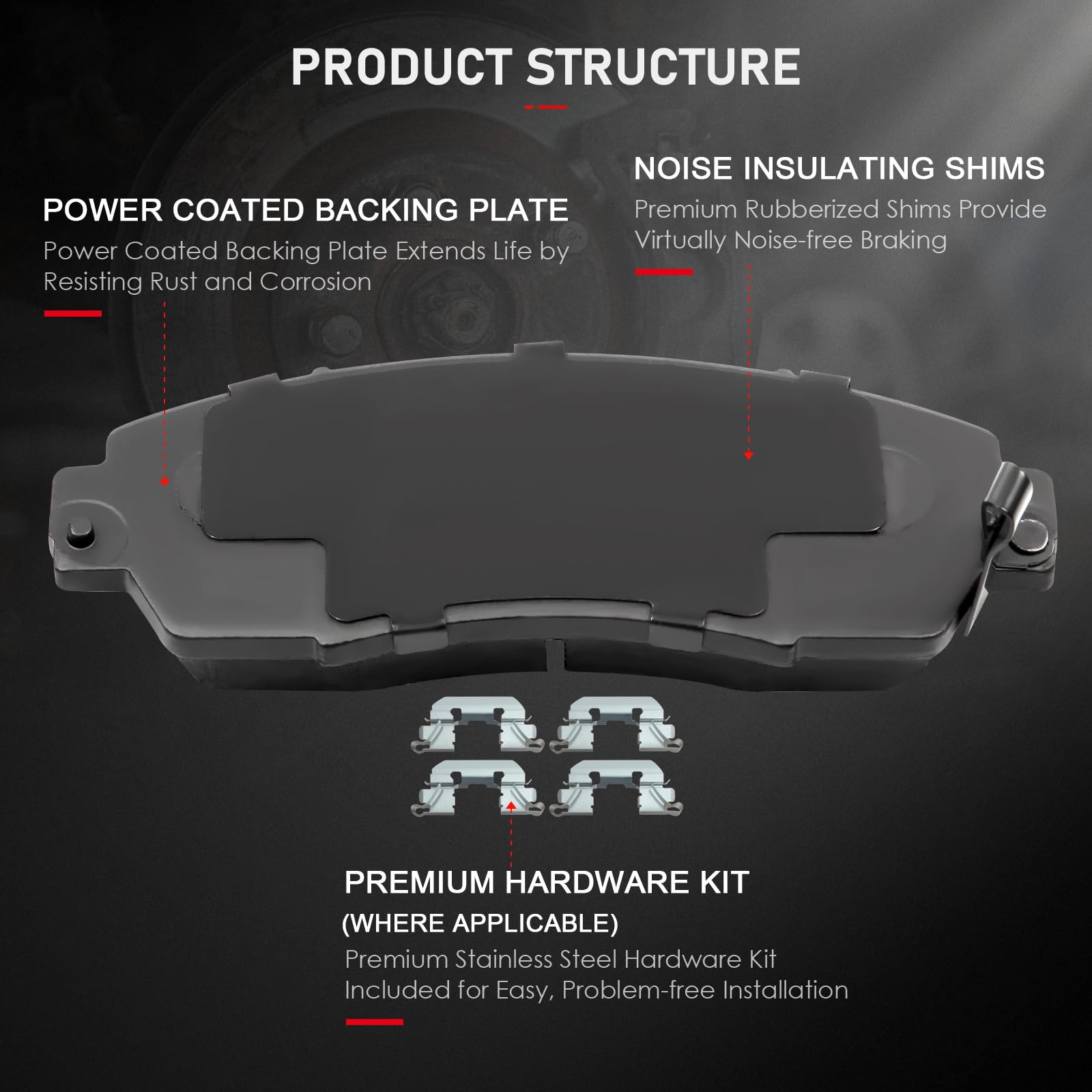 Cciyu D1089 Front Ceramic Disc Brake Pads Kit - 4Pcs For Acura Rdx 2007-2012 & Honda Accord Crosstour 2010-2011