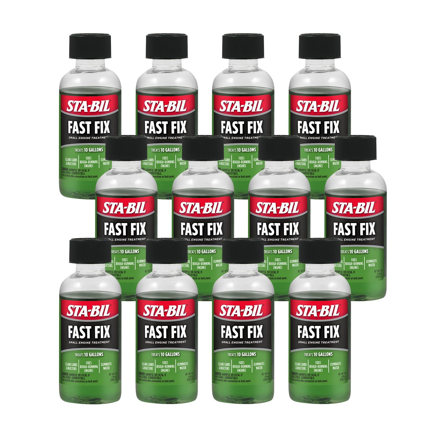 Sta-Bil (22303-12Pk Fast Fix Small Engine Treatment - Cleans Carbs And Injectors - Fixes Rough Running Engines - Treats 10 Gallo