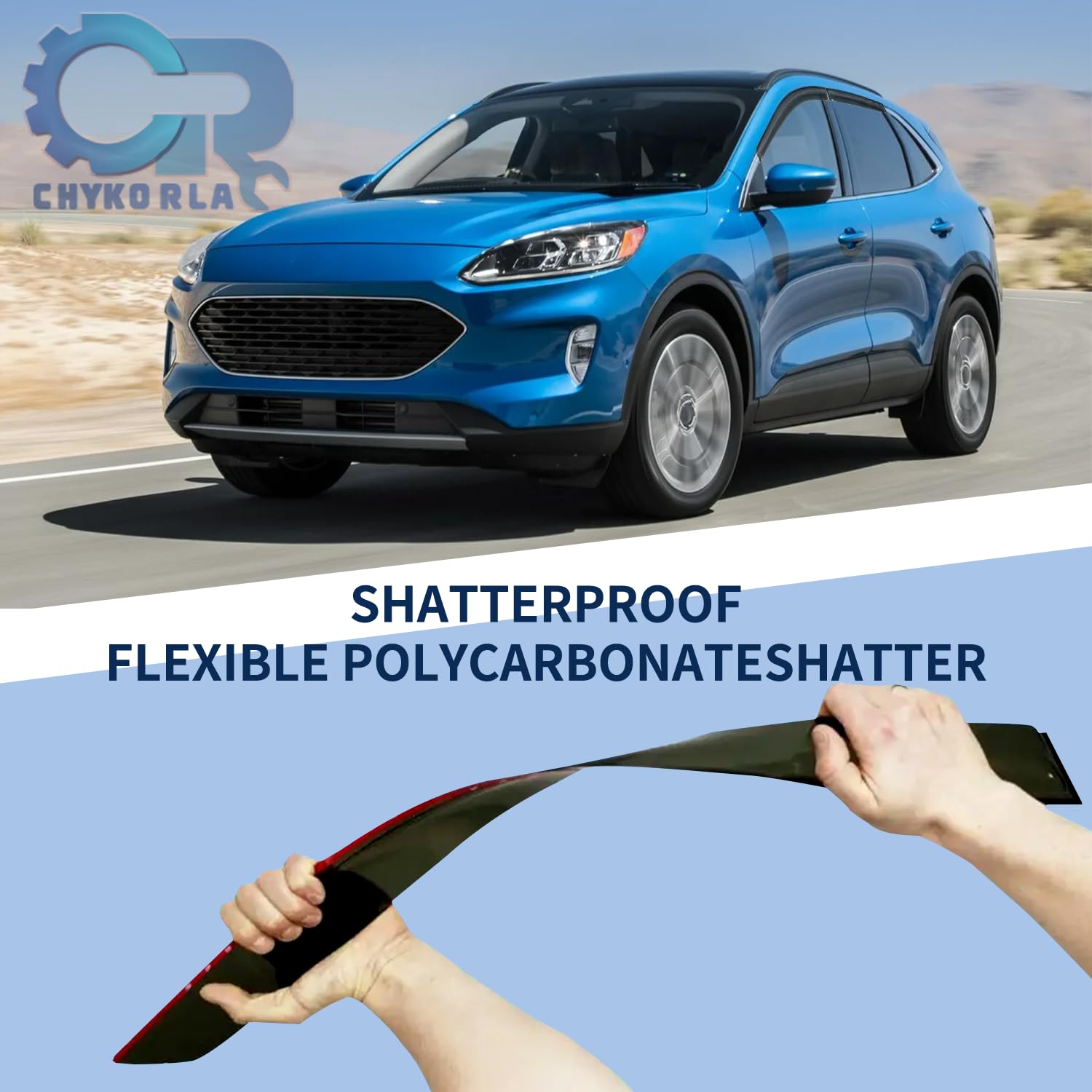 Rain Guards Fit for 2013-2019 Ford Escape, Tape-On Window Visors Shield, Smoke Tinted Vent Guard Deflector, Outside Mount Vent V