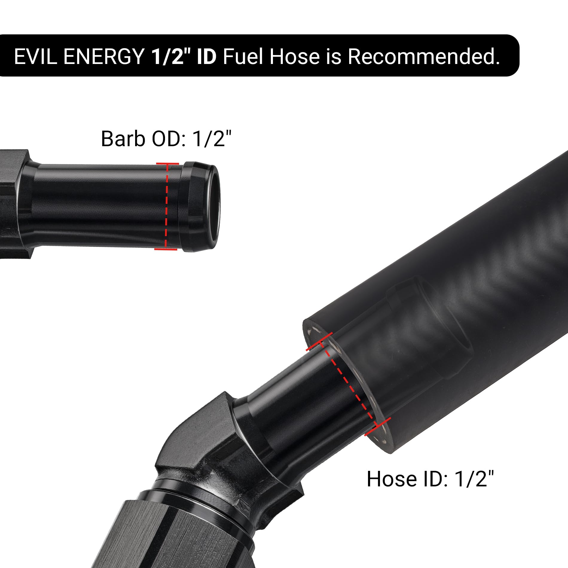 EVIL ENERGY 6AN Female to 1/2'' Barb Hose Fitting 45 Degree Swivel 2PCS