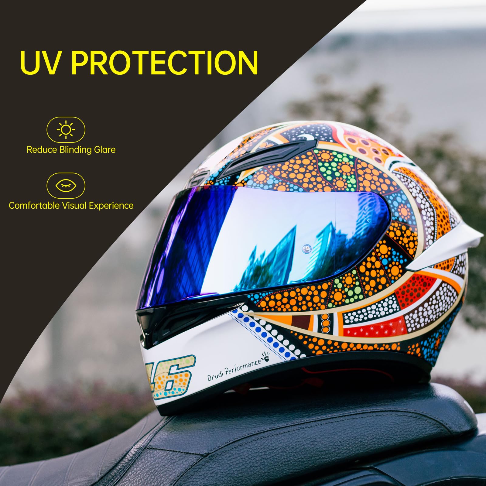 Soman K1 Helmet Visor Replacements, K1S Tinted Helmet Visor Compatible With K1 K1S K3Sv K5 K5S Uv Protection (Rainbow)