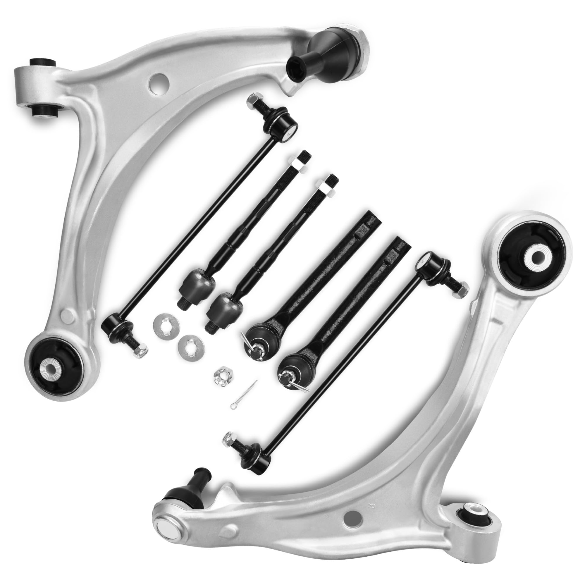 Yitamotor Front Suspension Kit With Front Lower Control Arm Sway Bar Links Tie Rods Compatible With 2005-2010 Odyssey