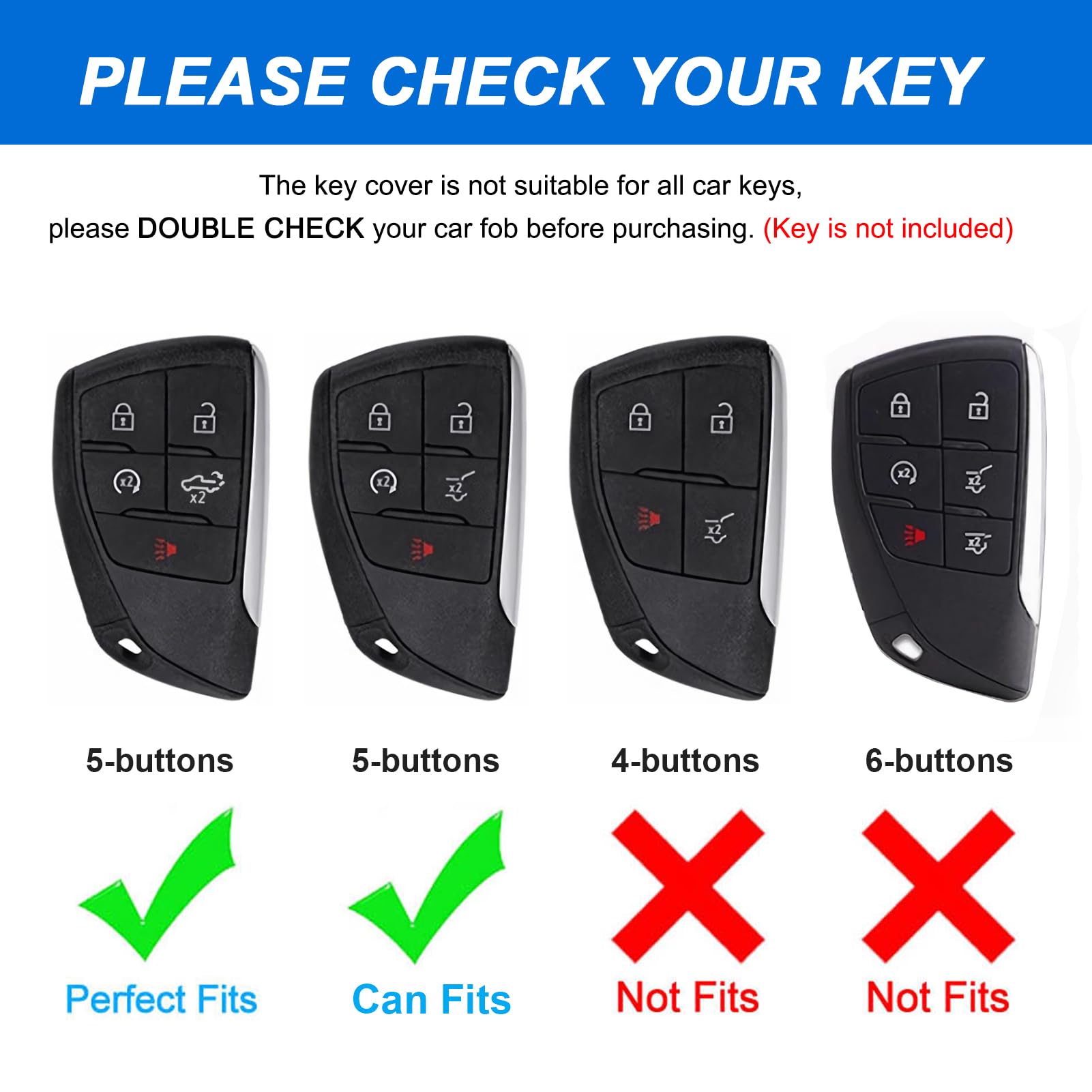 For Chevy Gmc Key Fob Cover, For 2022 2023 2024 Chevrolet Silverado 1500 Gmc Sierra 1500 2500Hd 3500Hd Buick Envision, Soft Tpu