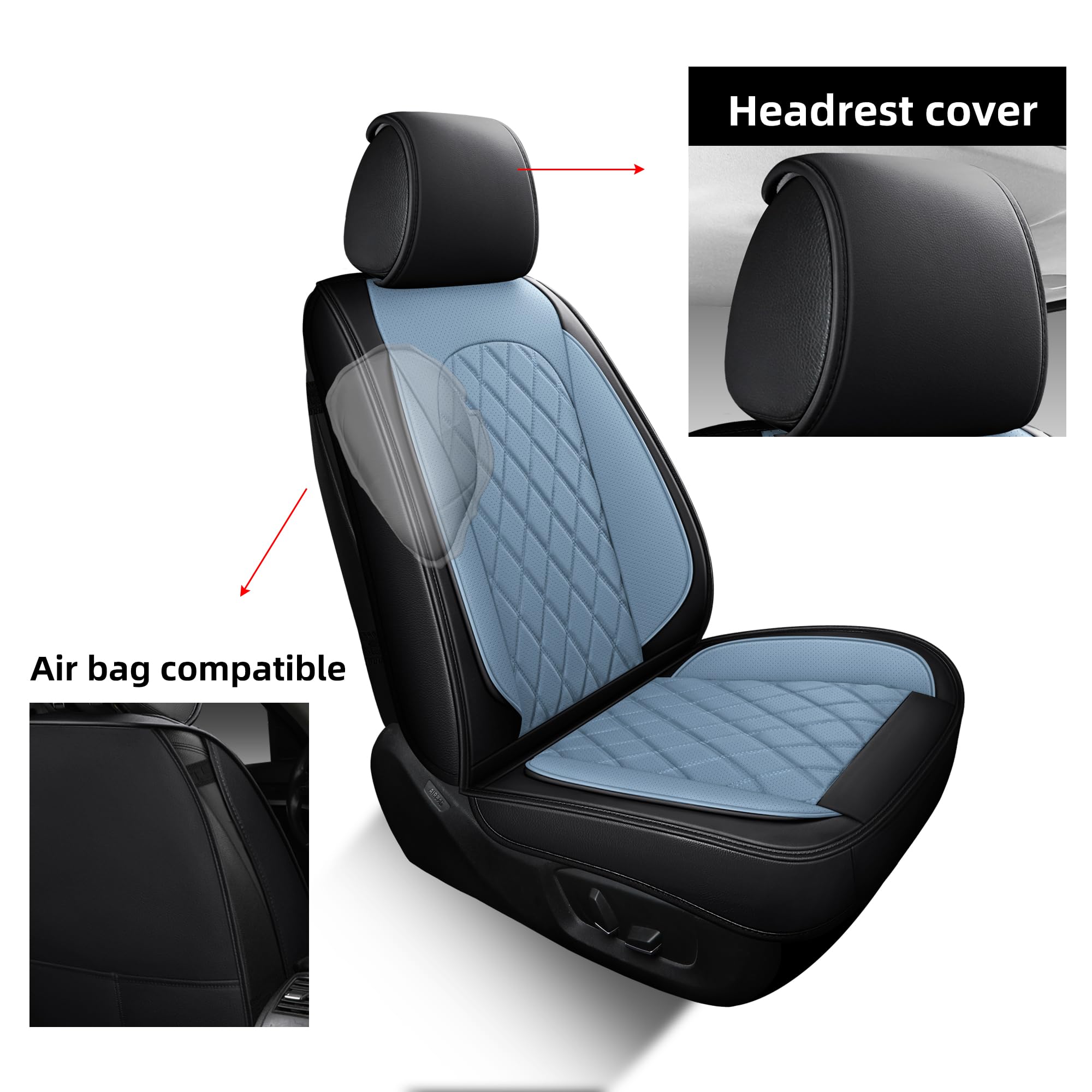 LINGVIDO Waterproof Leather Car Seat Covers - Full Set Sport Cushion Protector for SUVs, Trucks, and Cars Automotive Seat Covers