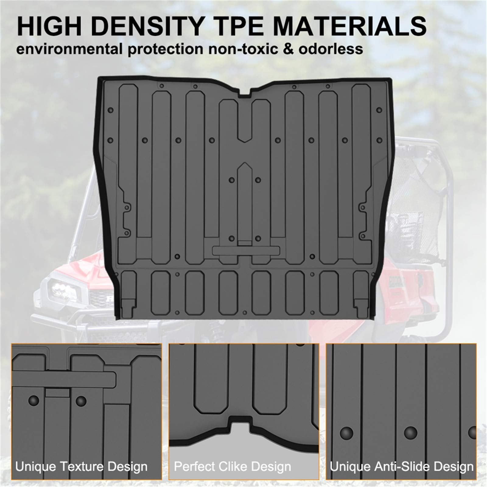 Kiwi Master Bed Liner Mat Compatible For 2016-2024 Honda Pioneer 1000-5 Accessories All Weather Protector Slush Cargo Trunk Tray Liner Black