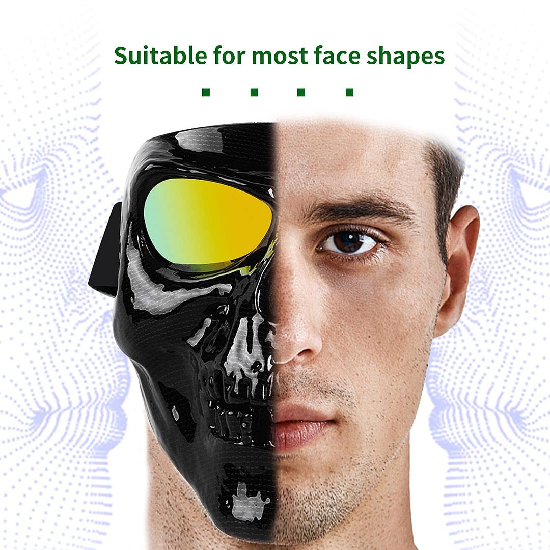 BOROLA Motorcycle Goggles - Skull Mask Sunglasses, E-series Carbon Fiber, Model B-YG10-C, 1 Count