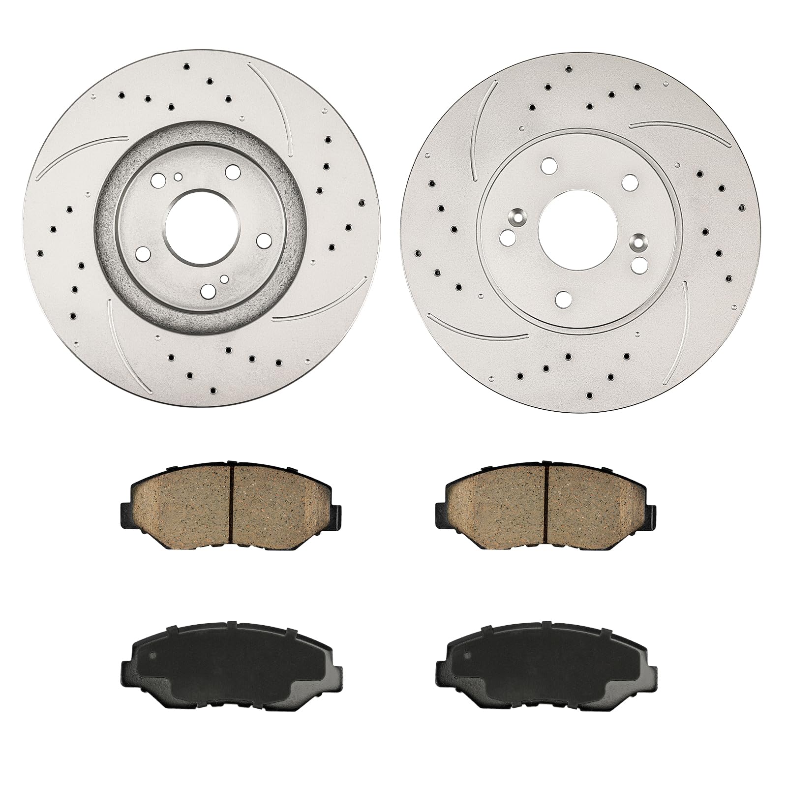KAX Front Brake Kit, Drilled and Slotted Brake Rotors, Ceramic Brake Pads | Fits Honda Pilot 2003 2004 2005 2006 2007 2008,Autom
