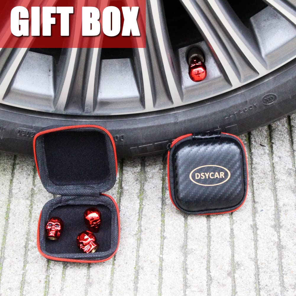 Dsycar Red Skull Valve Stem Caps Funny Cars Tires Valve Stem Caps Cover Cool Skull Head Universal For Cars Suv Bike Trucks Motor