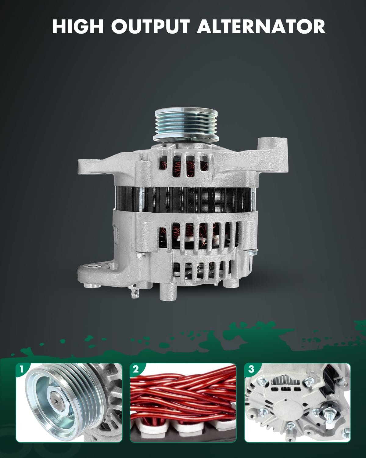 SCITOO Alternator Fits for Nissan Frontier 1999-2002 & Xterra 2000-2002 3.3L - 12V 80 Amp CW 5-Groove Pulley, Replace OE 13789 A