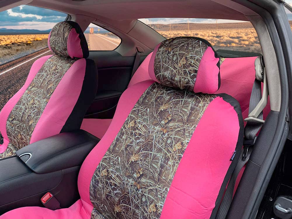 Carscover Real Pink Camo Seat Covers Maple Forest Tree Leaf Pattern Camouflage For Auto Truck Car Suv Women Style Seat Cover (9P