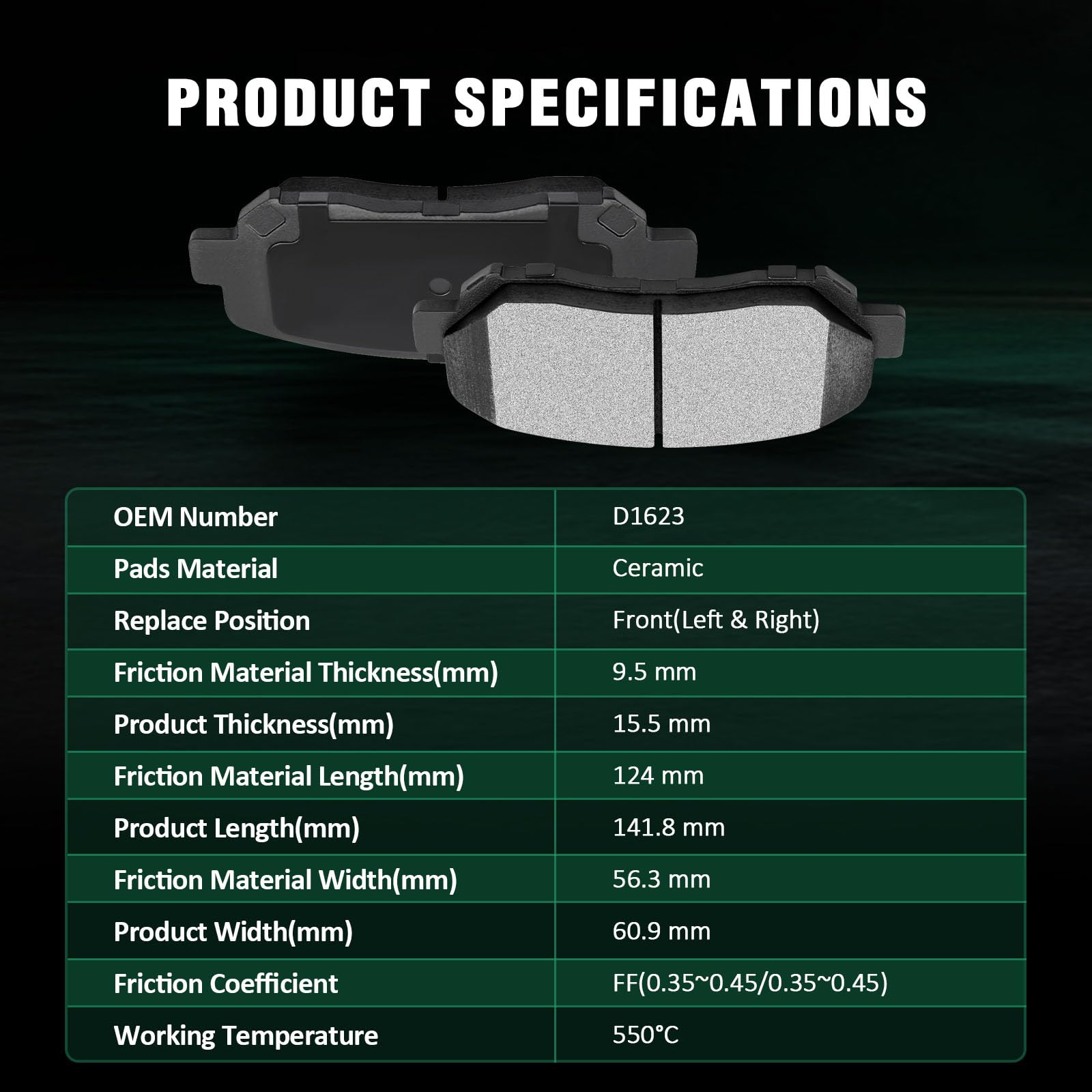 Automuto 8Pcs Front & Rear Ceramic Disc Brake Pads Set D1623 D1846 For Mazda Cx-5 2016-2021