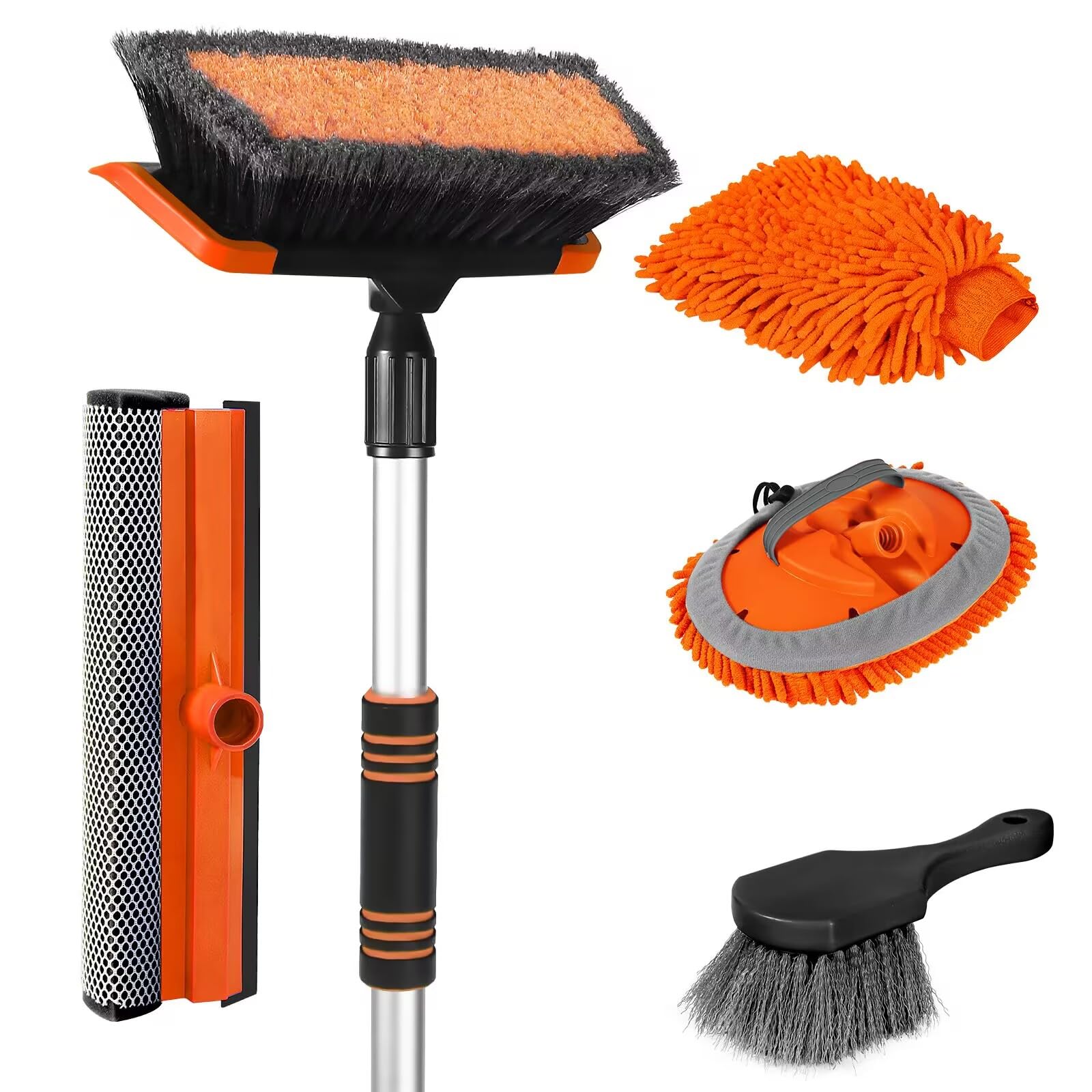 Wontolf 62'' Car Wash Brush With Long Handle, Scratch-Free Soft Bristles Sturdy Car Wash Mop, Complete Cleaning Brush Kit Wash M