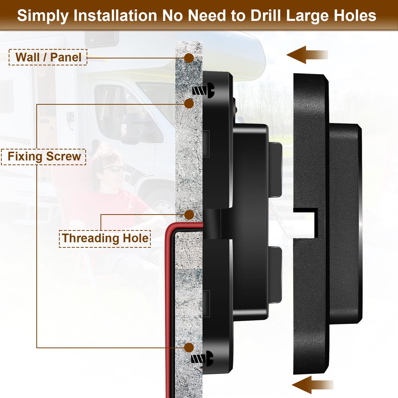 12V Usb Outlet Automotive Usb Port Panel Mount 12V Usb Outlet Multi Port Switch Panel Car Outlet Socket Power Dual Port 12V 24V Quick Car Port For Cars Bus Atv Rv Boat Truck, 3.1 A (2 Pieces)