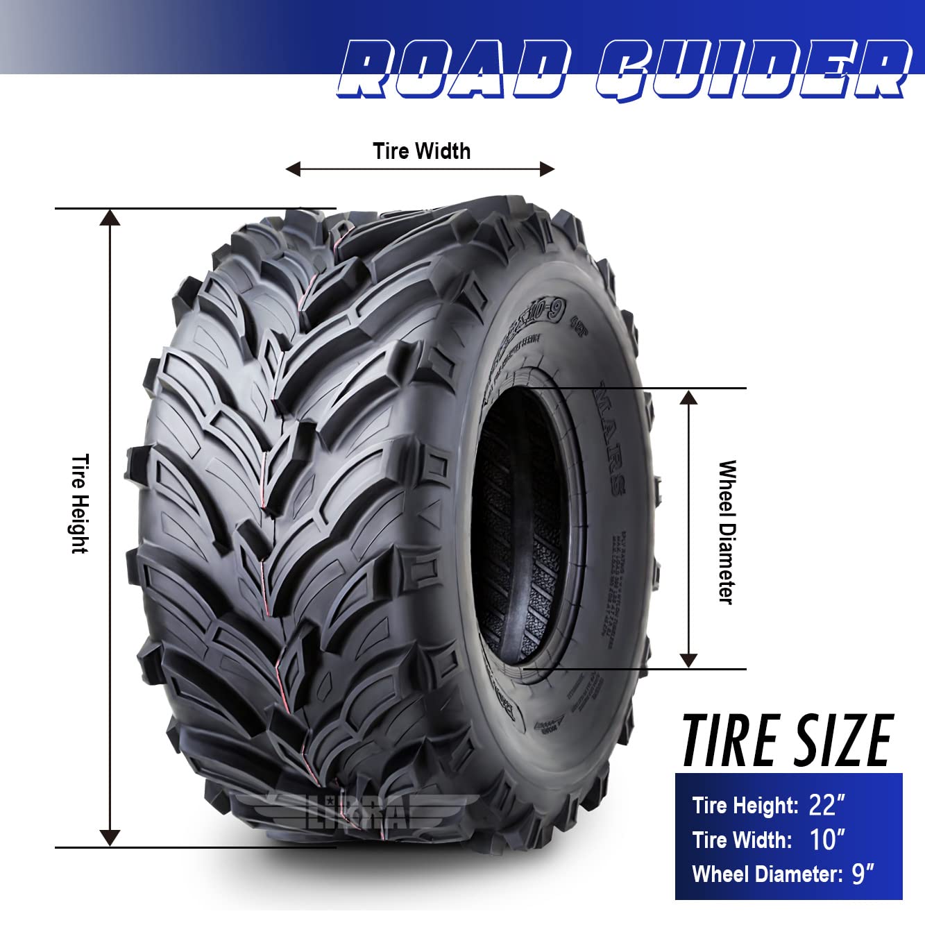 Roadguider Set 2 Road Guider Atv Mud Tires 22X10-9 22X10X9 6Pr 20Mm Deep Tread Compatible For Honda Recon 250 Suzuki Ozark 250