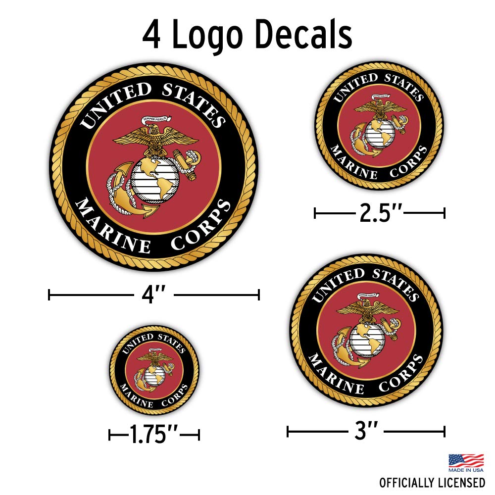 United States Marine Corps - 11 Piece Usmc Licensed Stickers For Car Truck Windows, Phones, Tablets, Laptops - Large Military De