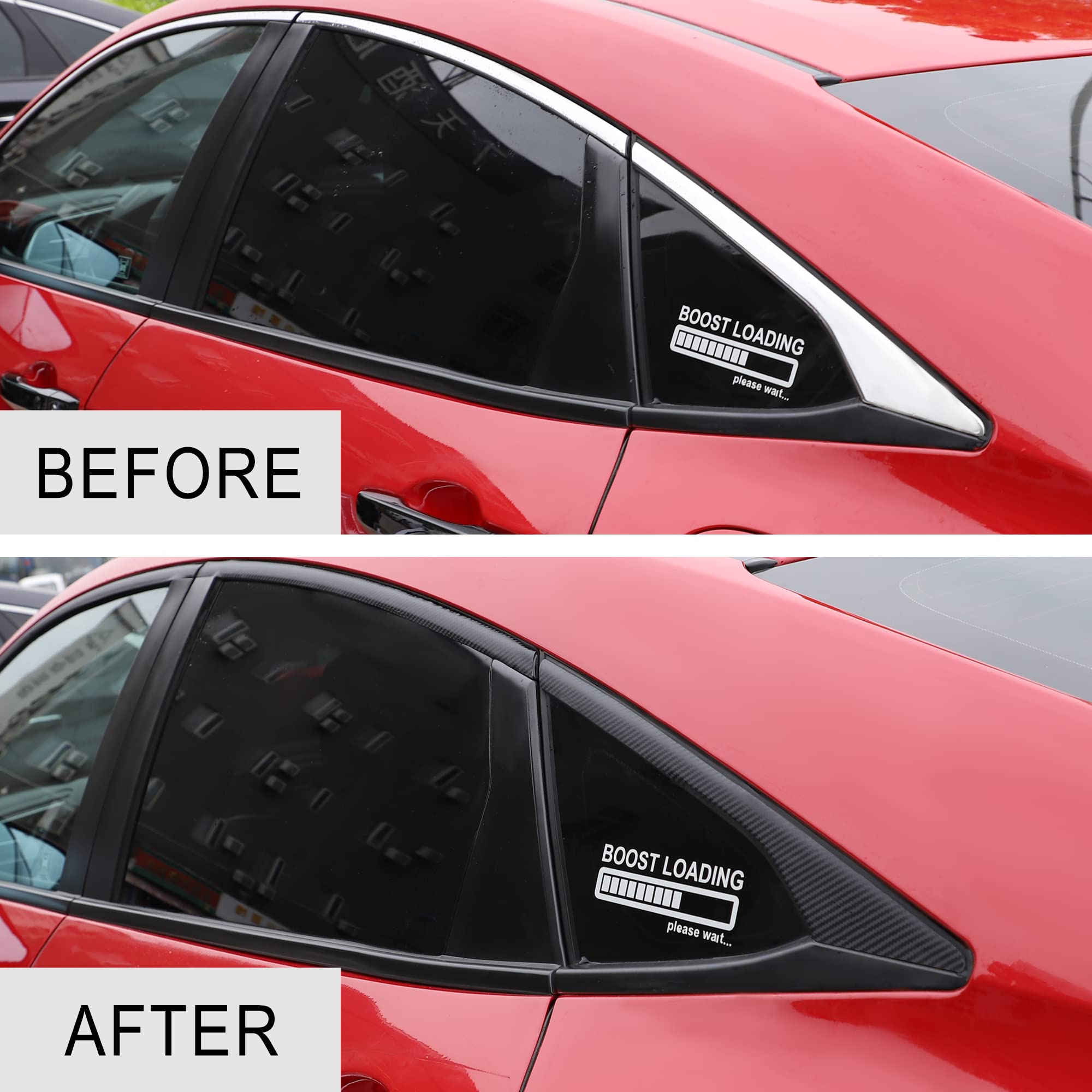 Tomall Car Window Edge Vinyl Stickers Compatible With Honda 10Th Civic 2016 2017 2018 2019 2020 2021 Auto Window Cover Strip Tri