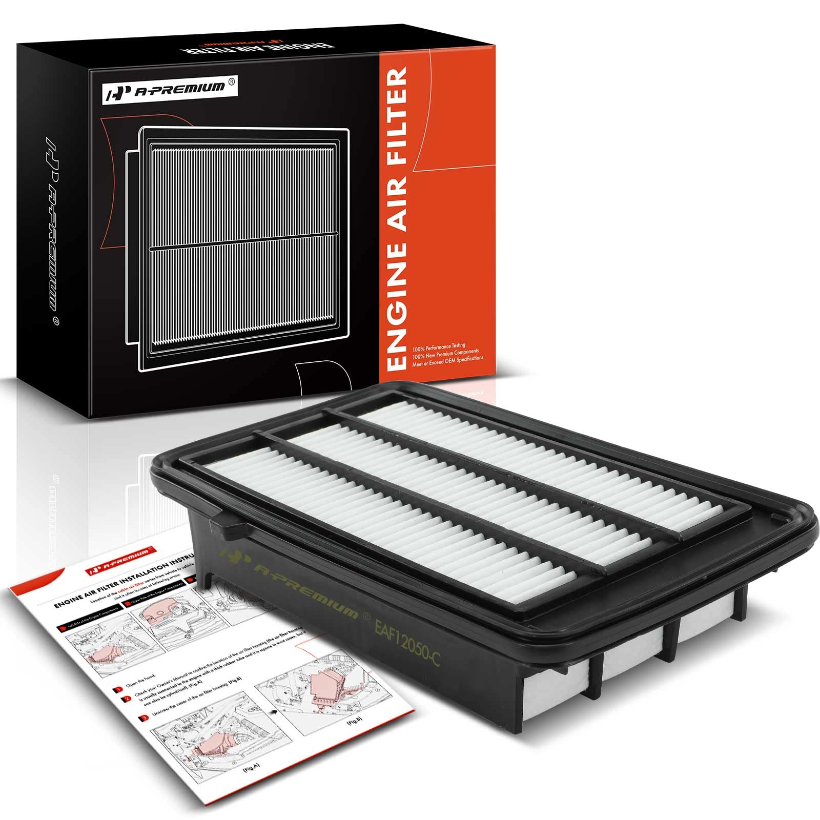A-Premium Engine Air Filter Compatible With Honda Models - Civic 2016 2017 2018 2019 2020 2021, Cr-V 2017 2018 2019 2020 2021 2022 2023-1.5L L4 Engine