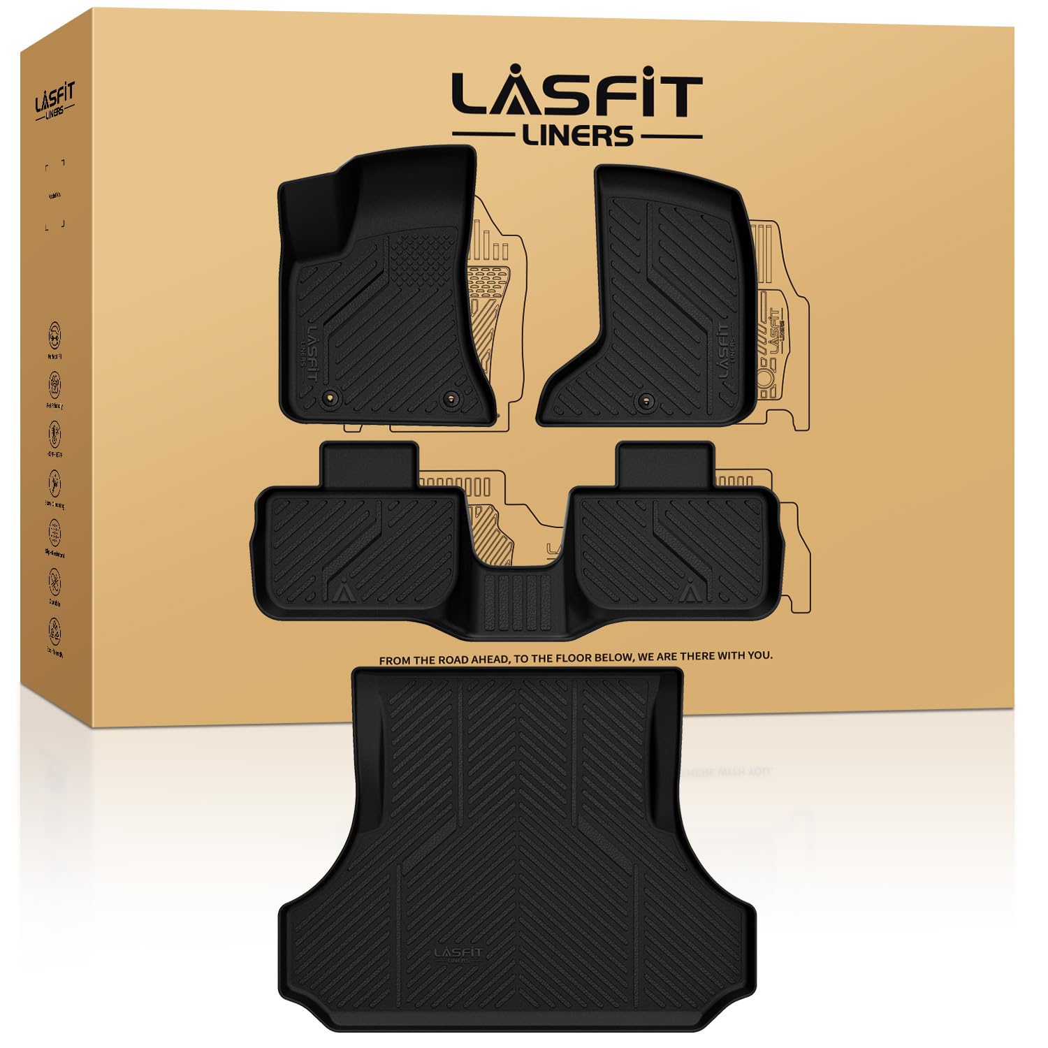 Lasfit Floor Mats & Trunk Mat For Dodge Charger 2011-2023 Awd, For Chrysler 300 2011-2023 Awd, Fit Without Subwoofer, All Weathe