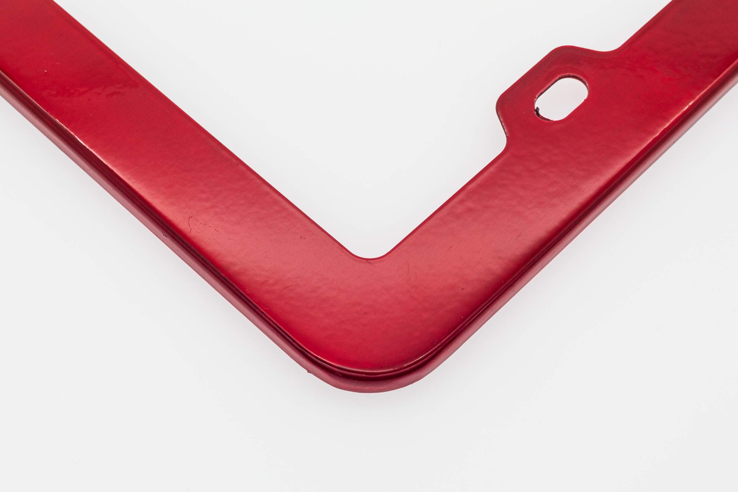 Creathome 2Pcs Stainless Steel License Plate Frames With Shining Red Color