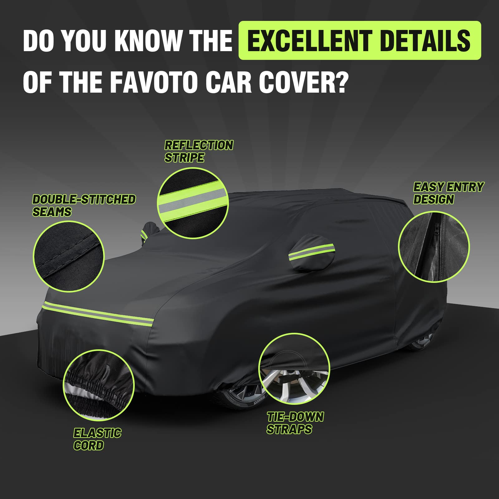 Favoto 6-Layers Suv Car Cover - Waterproof All Weather For Automobiles, Heavy Duty Outdoor Dust Rain Sun Protection Snowproof Ca