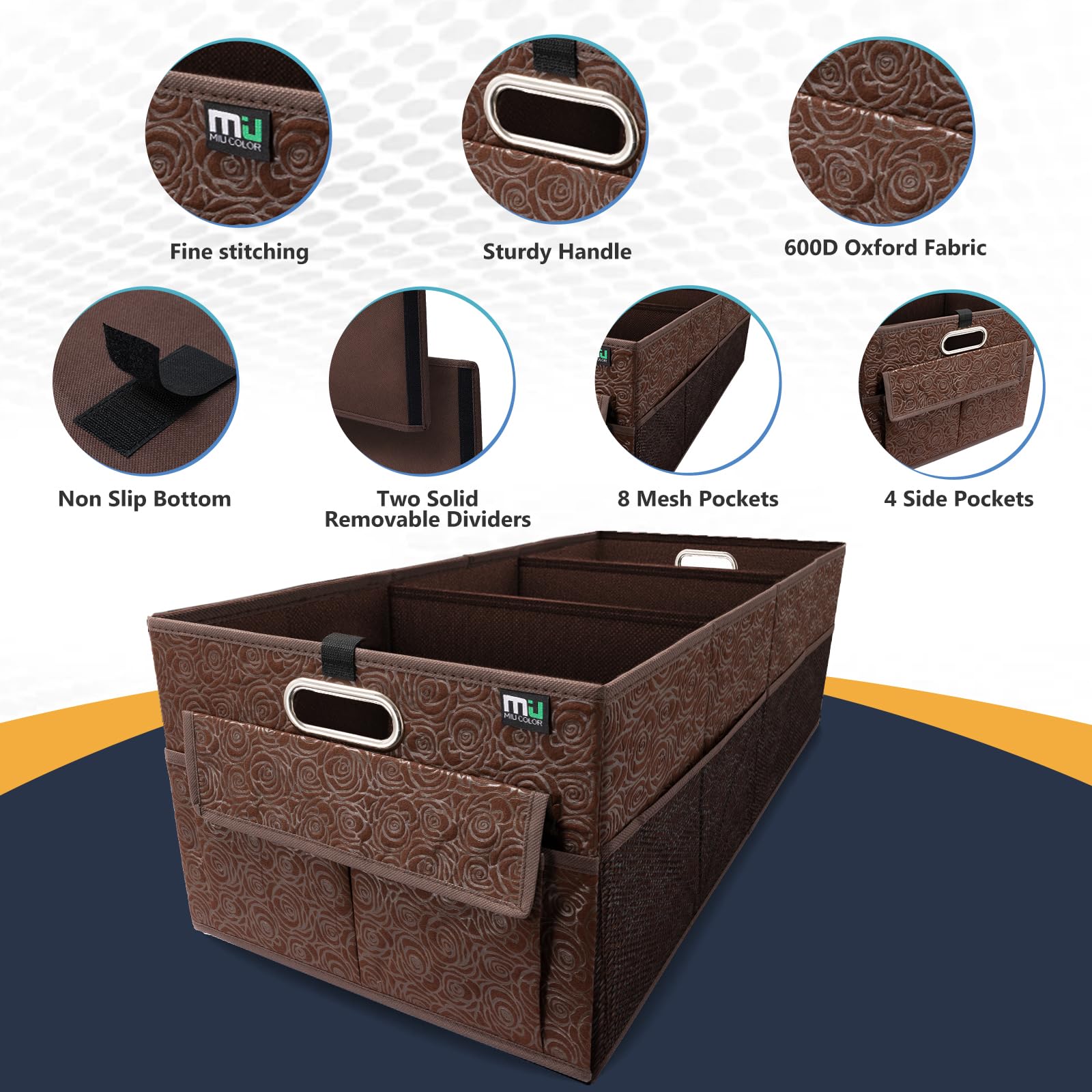 Miu Color Trunk Organizer For Car, 12 Pockets Sturdy Car Organizer For Suv, Non-Slip Bottom, Storage Organizer For Sedans, Van,