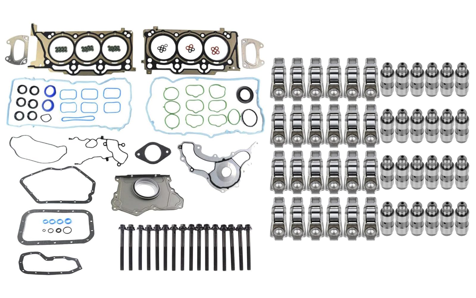 GELUOXI 3.6L Rocker Arm Lifter Kit w/Head Gasket Replacement for 2011-2016 Chrysler 300 Jeep Grand Cherokee Dodge Ram 1500 Chall