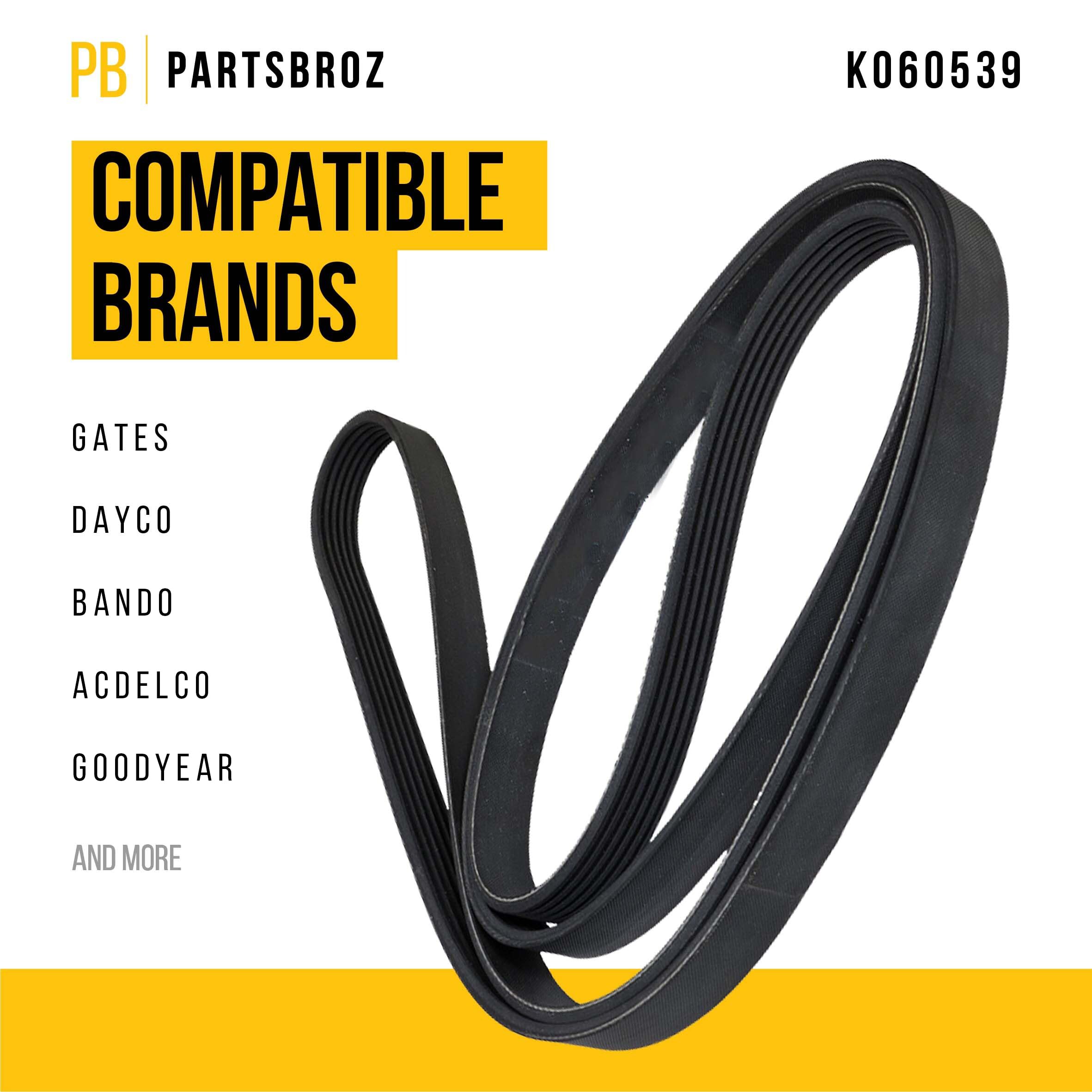 Partsbroz K060539 Micro-V Serpentine Drive Belt - Compatible With Gates Continental Dayco Bando Acdelco Masterpro Goodyear - Rep