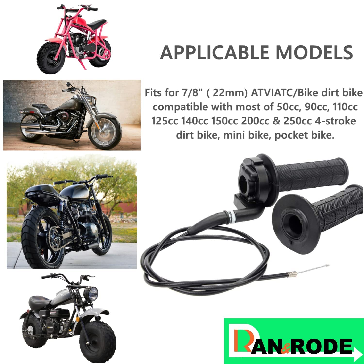 Mini Bike Throttle Assembly Throttle Cable for Coleman 200cc CT200U MB200 CT200U-EX BT200X Baja Warrior Parts Twist Throttle Mot