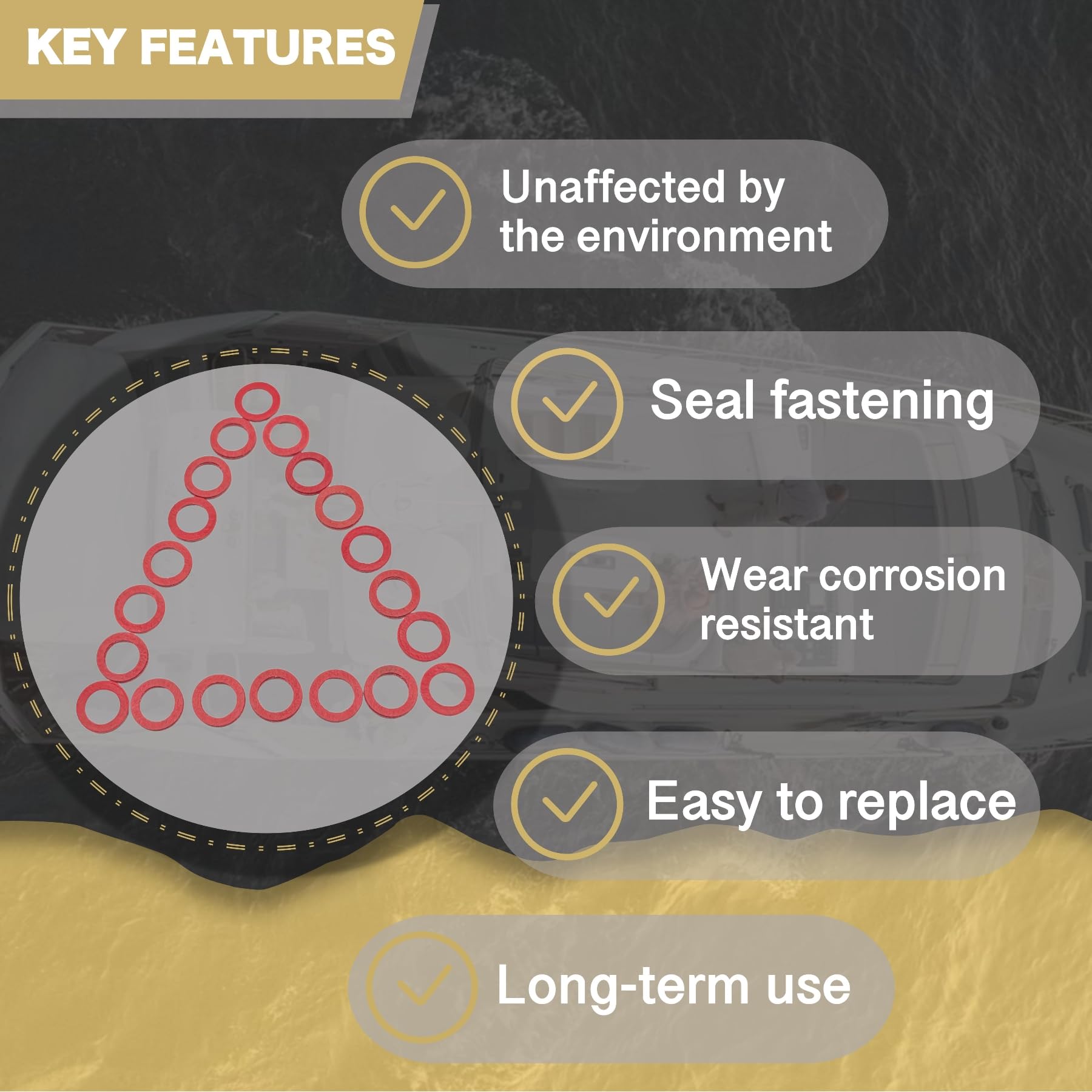 Jlm Marine 20 Pcs 90430-08003 Lower Gearcase Oil Drain Gaskets For Most Yamaha 4 Stroke Outboard Motor Seals 90430-08020