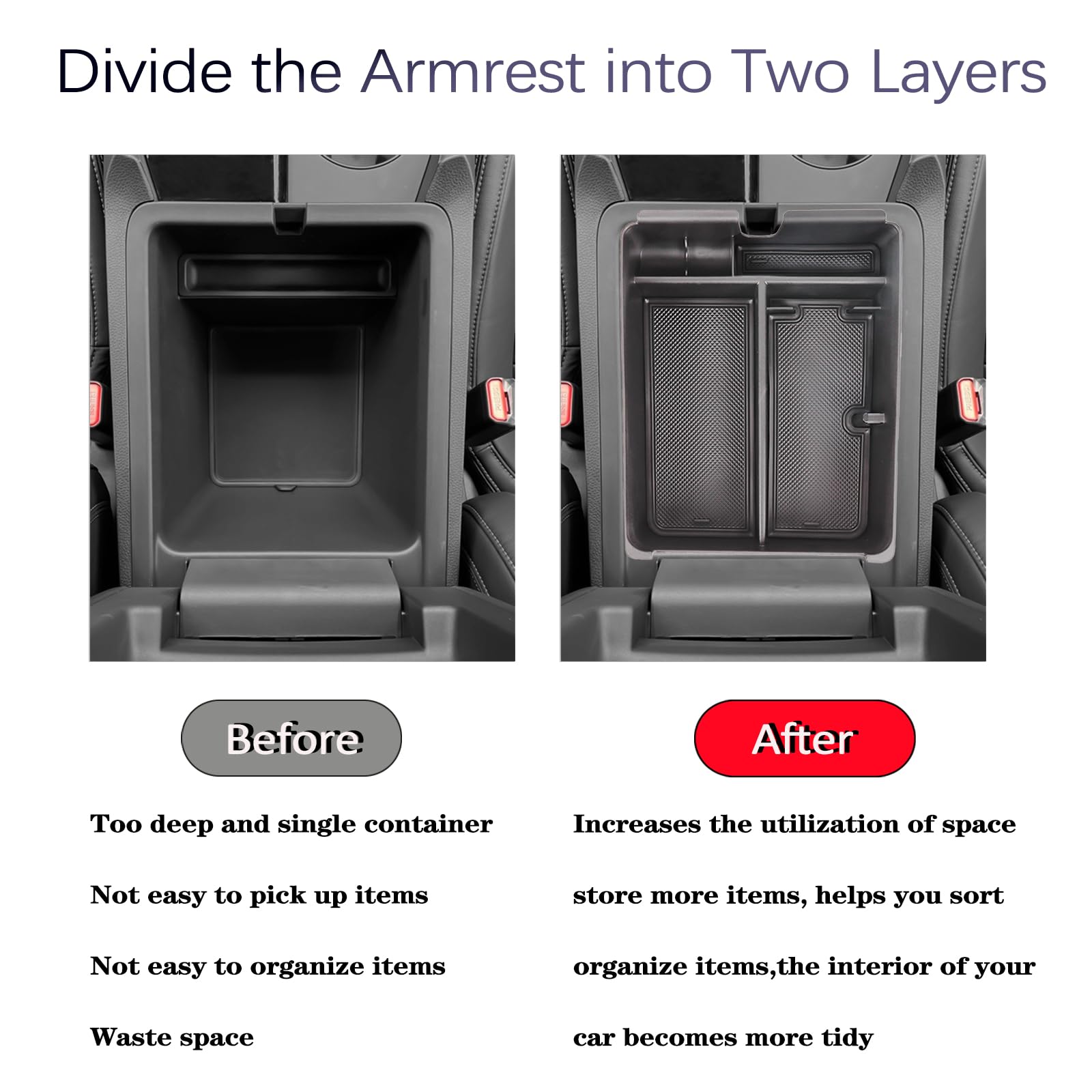Neepiar Center Console Organizer Tray Compatible with 2023 2024 Honda Pilot Insert Tray Storage Organizer Interior Divider Acces